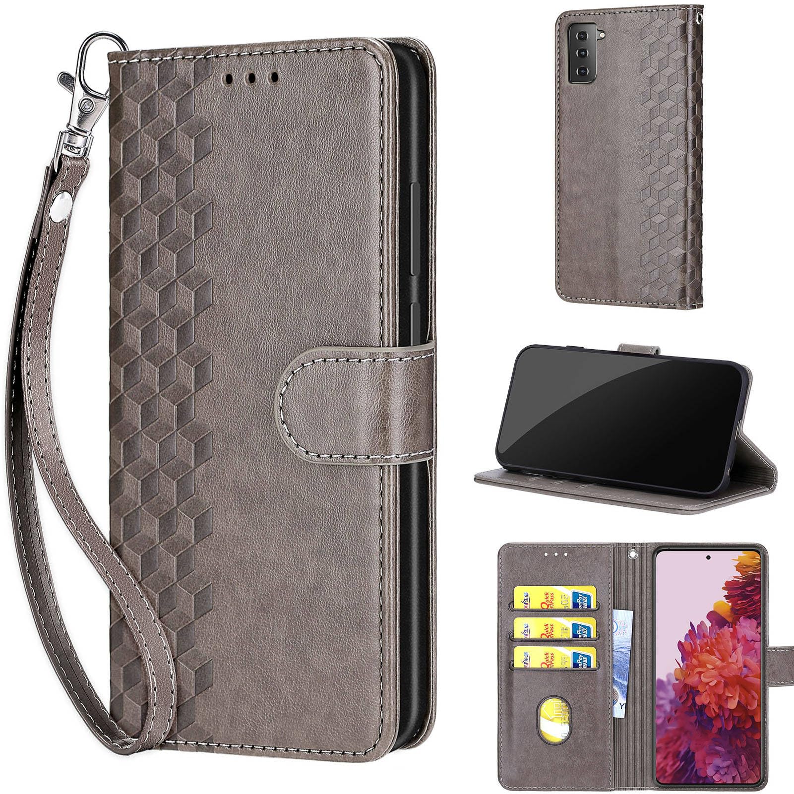 Designed for Samsung Galaxy S21 5G Case Wallet(Not for S21 Plus & Ultra),Women Flip Folio Cover PU Leather Stand Card Holders Slots Wrist Strap Phone