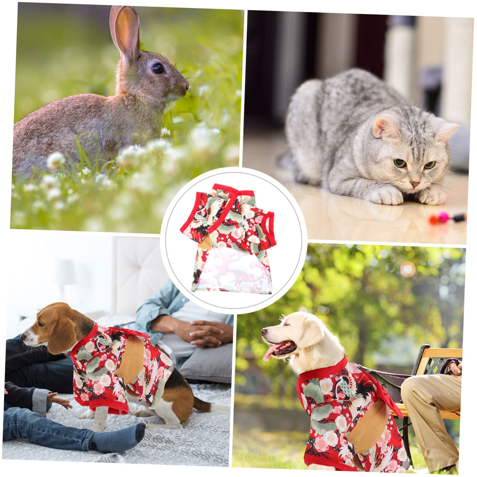 SUPVOX 3pezzi Kimono Giapponese Per Cani Abbigliamento Elegante Per Corgi e Altri Pet Vestito Per Occasioni Speciali e Feste Abbigliamento Per Animali Domestici Morbido e Lavabile
