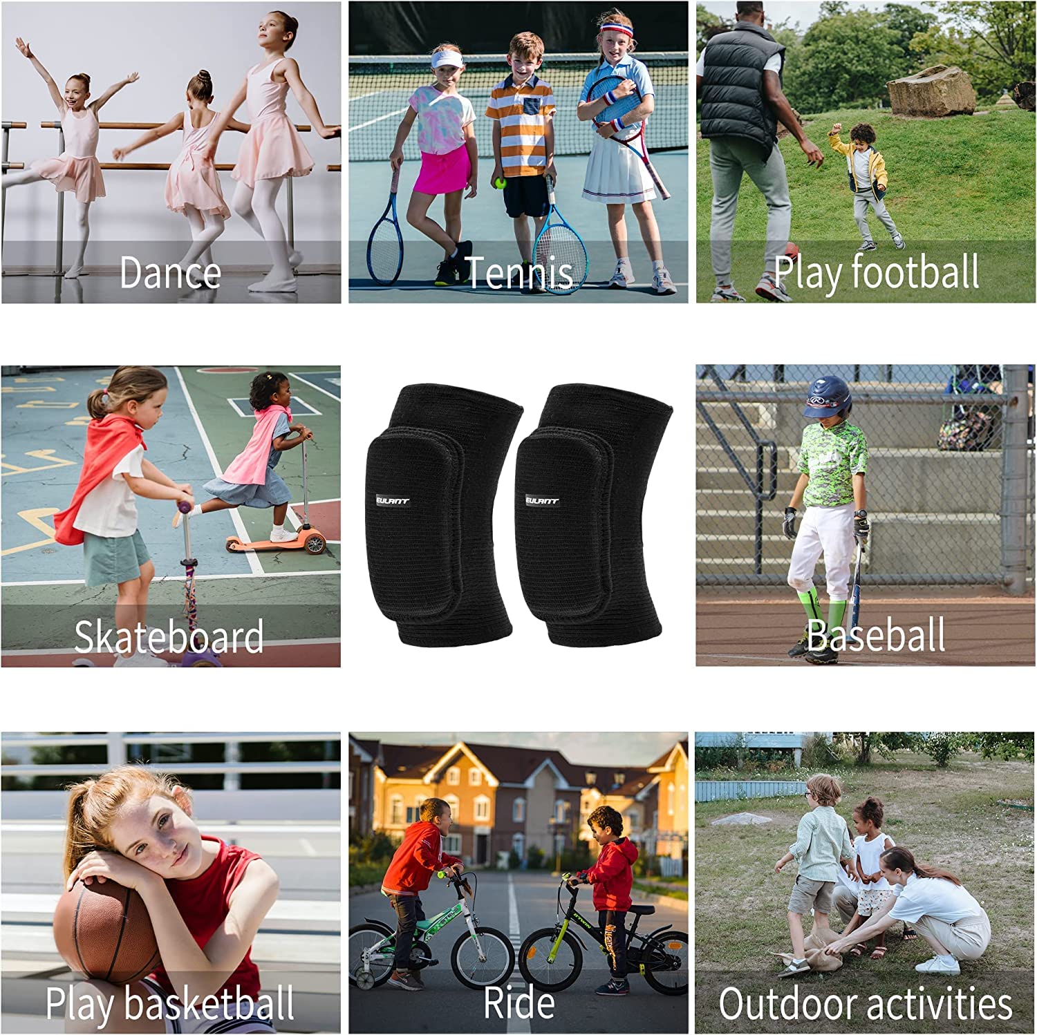 EULANT Souples Protection Coude, Elastique Coudières Sport pour Danse Roller Patin Velo Basket Volley Trotinette Skateboard Freestyle Football Lutte Breakdance Scooter Patinage