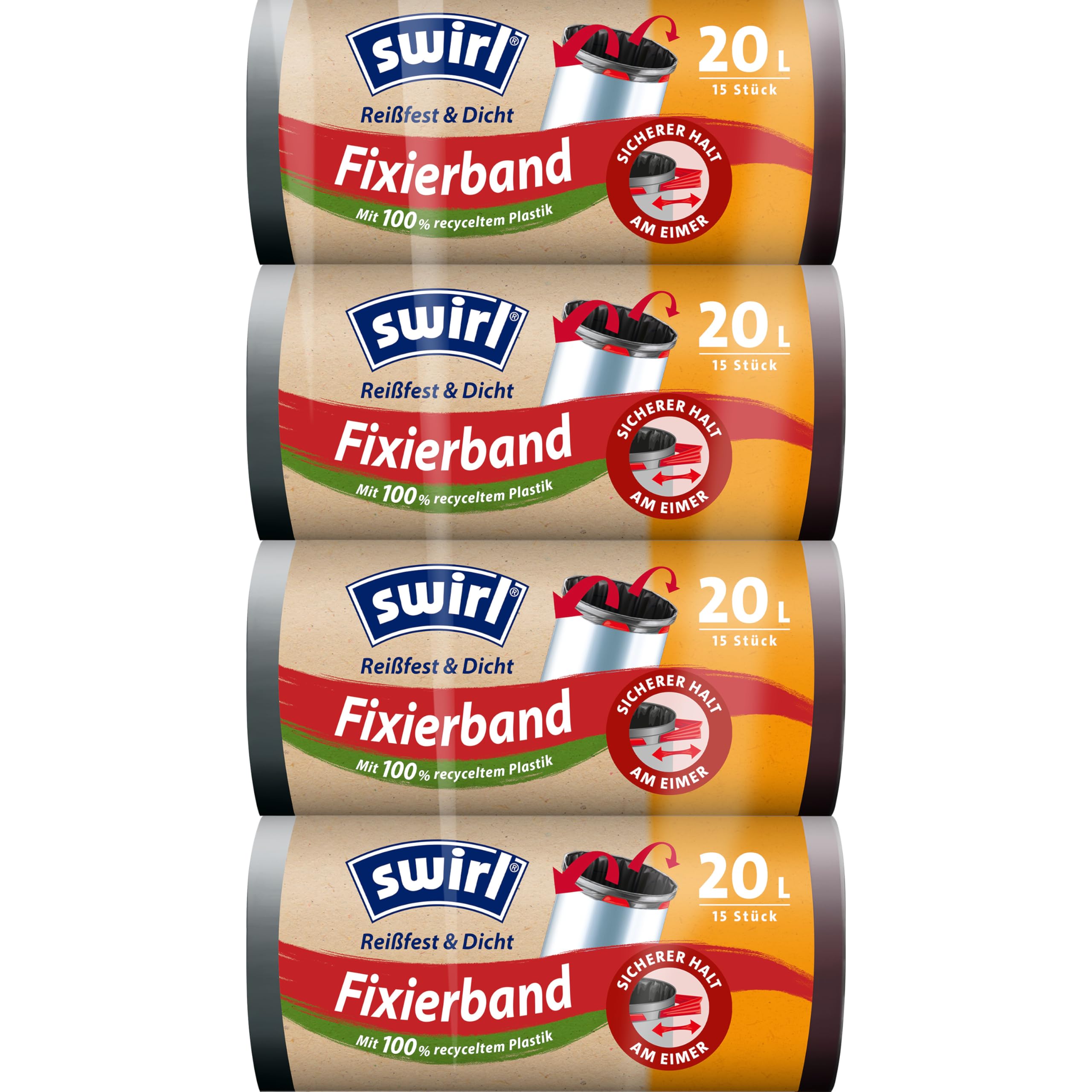 Swirl 20 l taśmy mocującej pojemniki na śmieci, 4 x 15