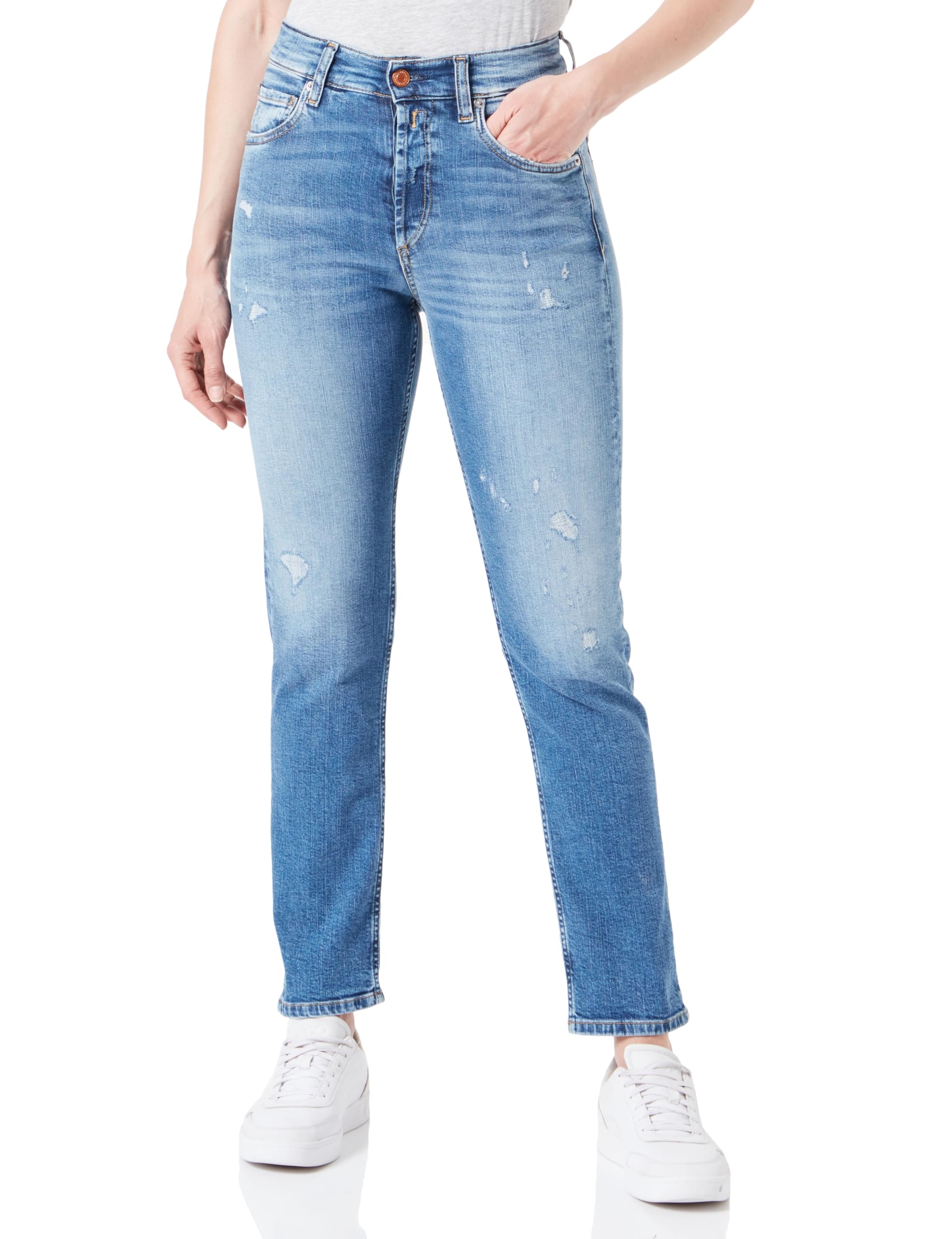 Replay Damen Jeans Maijke Straight-Fit Bio, Medium Blue 009 (Blau), 26W / 28L