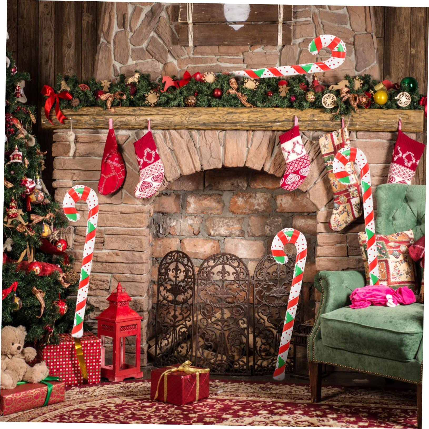 HEMOTON 4pezzi Palloncini Natalizi Forma di Caramella Gonfiabile Accessori per Feste di Natale Decorazioni per Banchetti e Riunioni di Famiglia