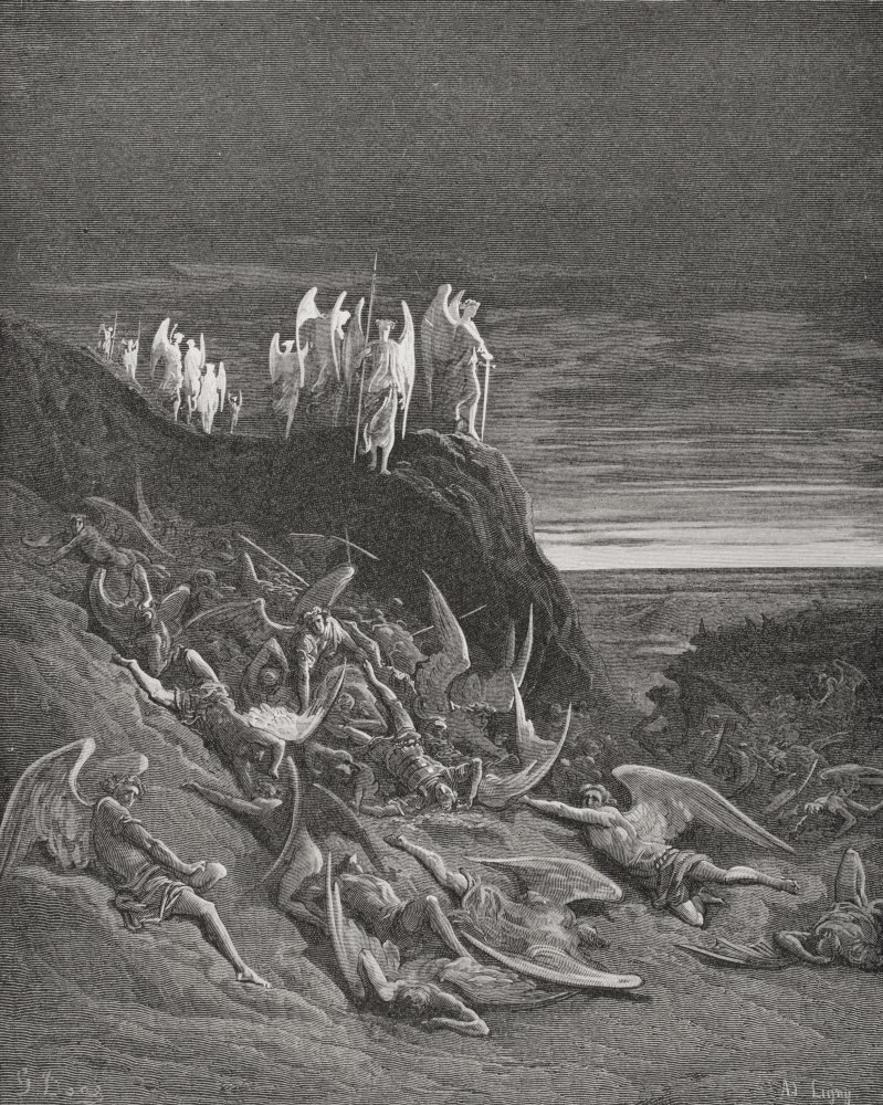 Illustration By Gustave Dore 1832-1883 French Artist And Illustrator For Paradise Lost By John Milton Book Vi Lines 410 To 412 Poster Print (13 x 16)