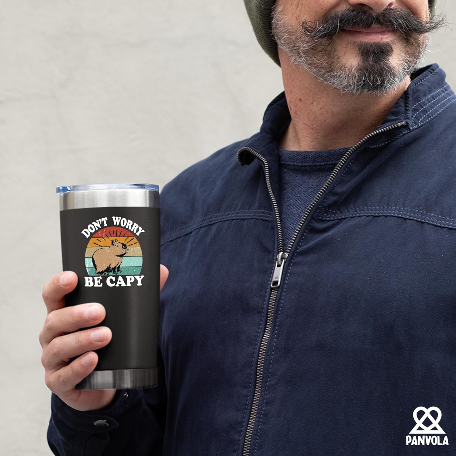 Panvola Don't Worry Be Capy Vacuum Insulated Tumbler Capybara Animal Lover Gifts Pet Owner For Dad Mom Brother Sister Funny Travel Mug with Lid and Straw Stainless Steel 20 oz Black - Image 6