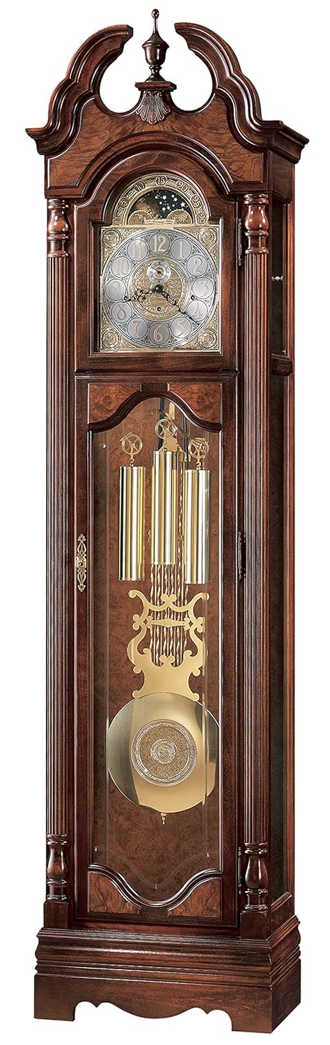 Howard Miller Gorman Grandfather Clock II Analog Display Wooden Touch Finish with Arabic Numerals Swan Neck Pediment- Auto