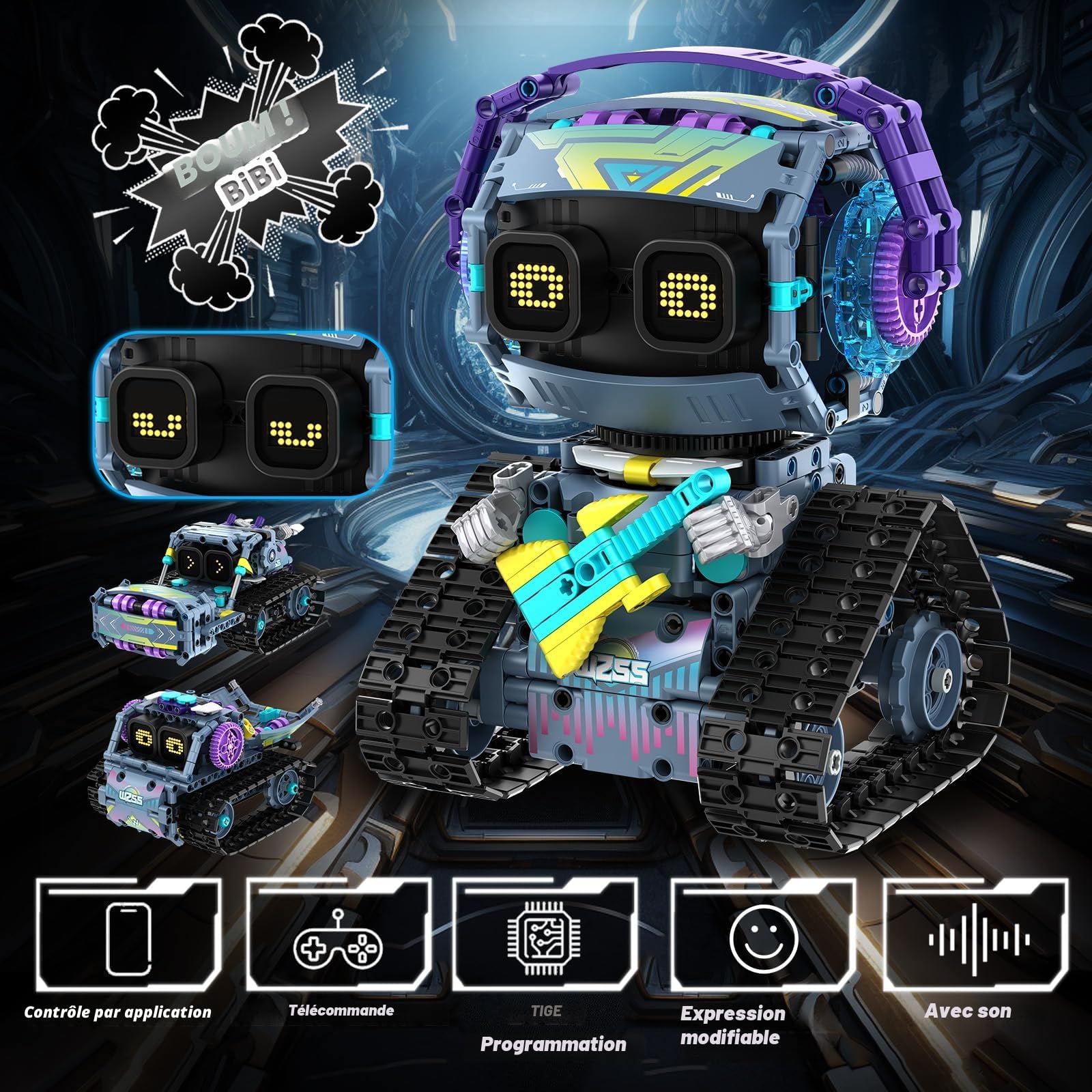 Technic Robots Télécommandé pour Enfants, 3-en-1 STEM Robot de Course RC avec App Robot, Jouet de Construction programmable, Idées Cadeaux pour Garçons et Filles âgés de 8 à 12 Ans
