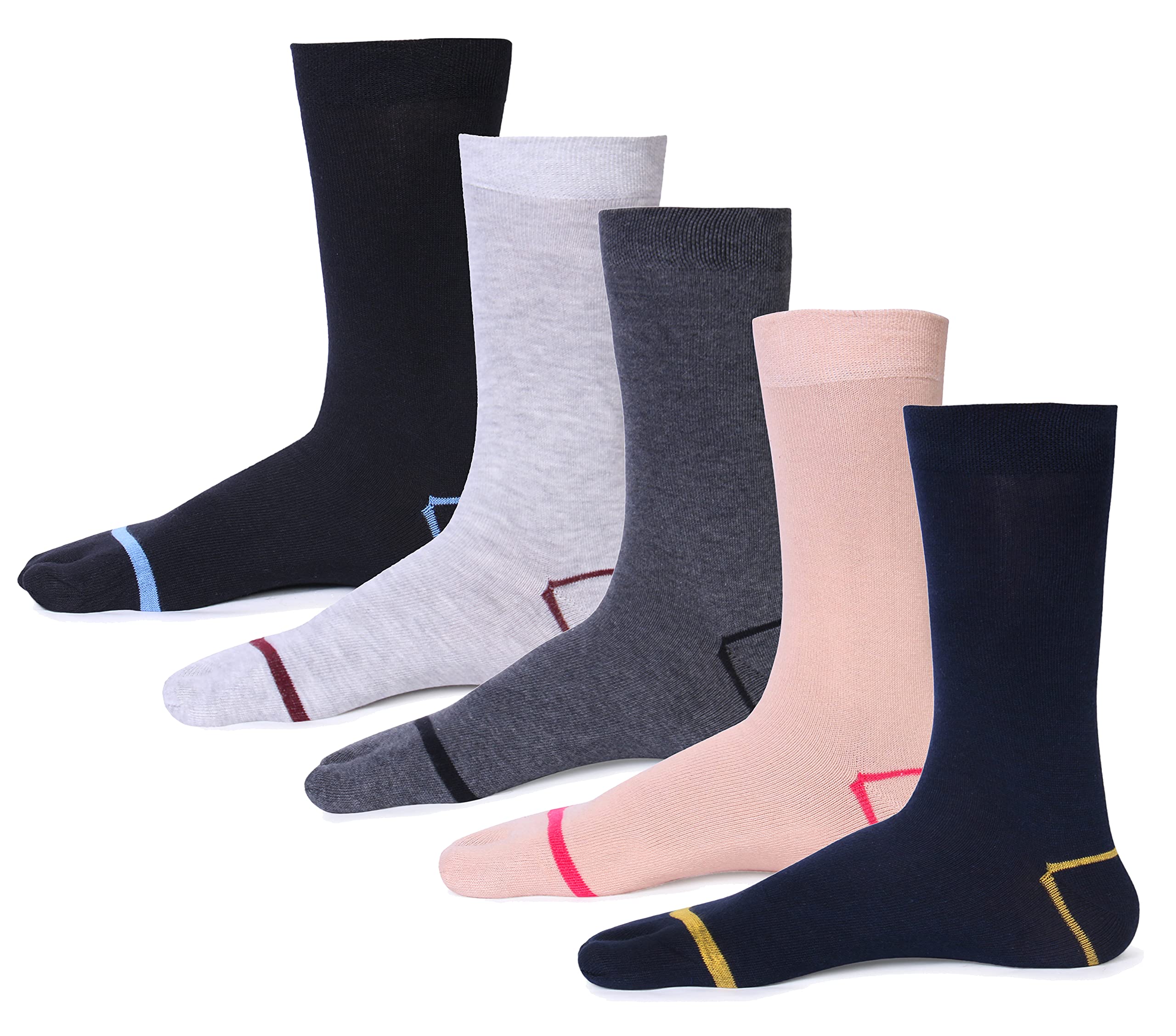 Women's Cotton Calf Length Thumb Solid Mutlicolored Socks(Pack of 5 Pairs)