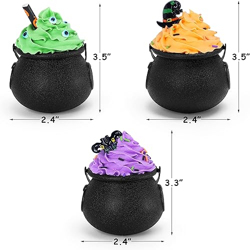 Miniatura 4 de Distaratie Caldero negro de Halloween, decoración del día de San Patricio, mini calderos de crema sintética, centros de mesa, caldero de bruja