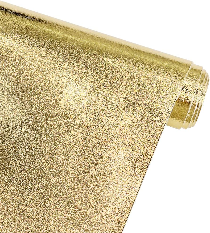 ONEART | Metallic Gold Soft Faux Leather Fabric, 0.9 mm Lambskin Synthetic Pleather for Handbag Wallets Hair Bows Crafts