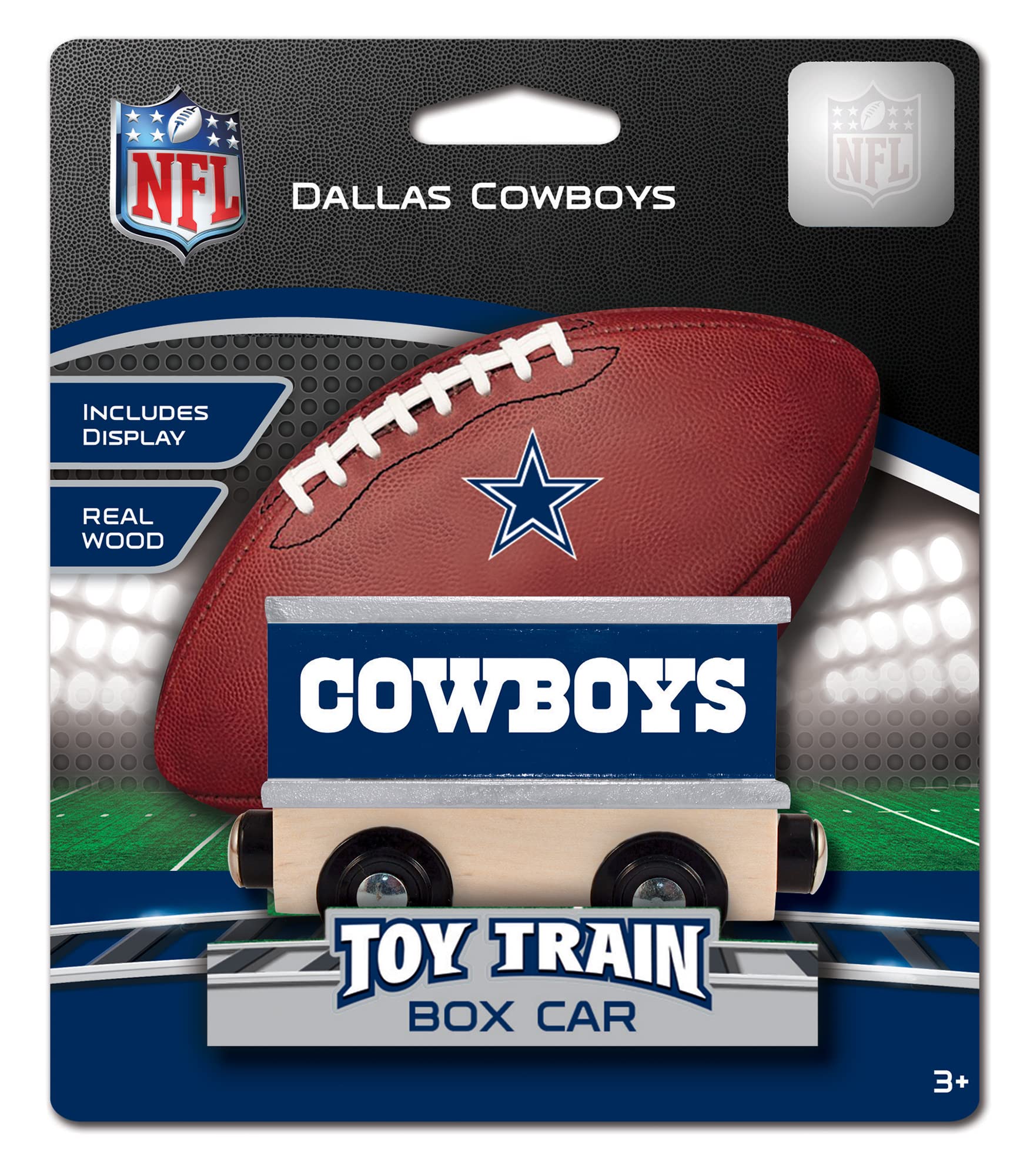 MasterPieces NFL Real Wood Toy Train Boxcar, 6.5" x 5.5" x 2