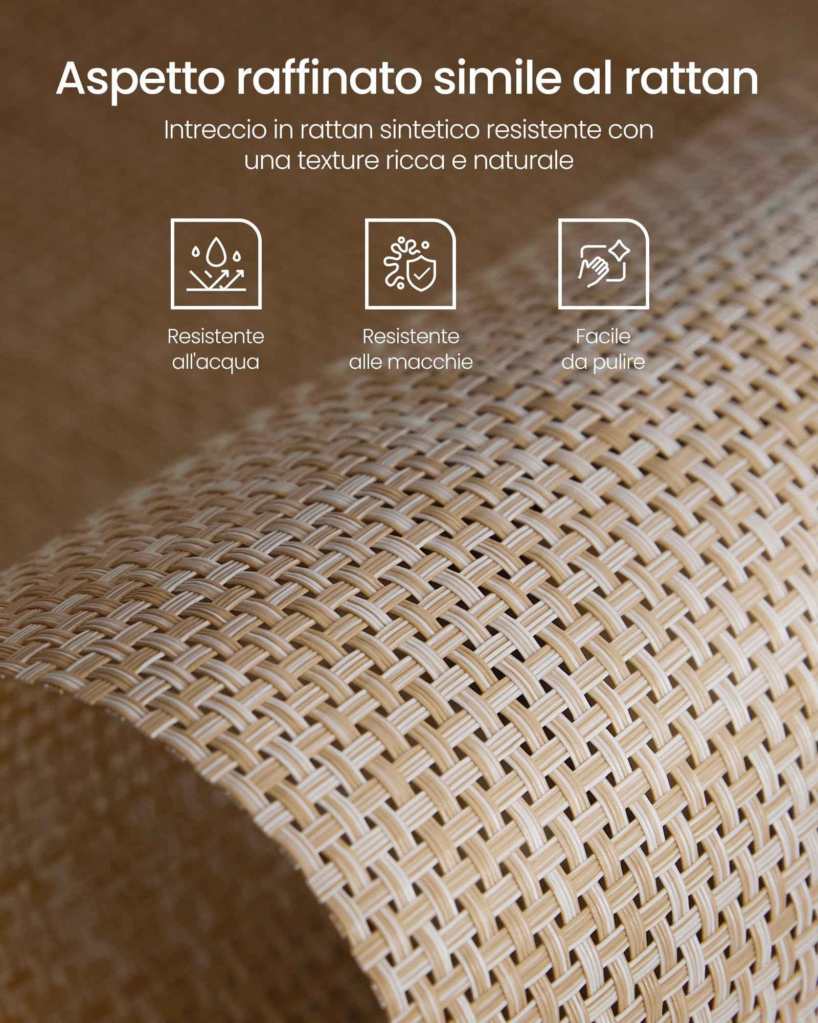 VASAGLE ELLAN Collezione - Comodini Boho con Cassetto Effetto Rattan, Set di 2, Tavolini con Scomparto Aperto, Angoli Arrotondati, Camera da Letto, Beige Naturale LET818LC01
