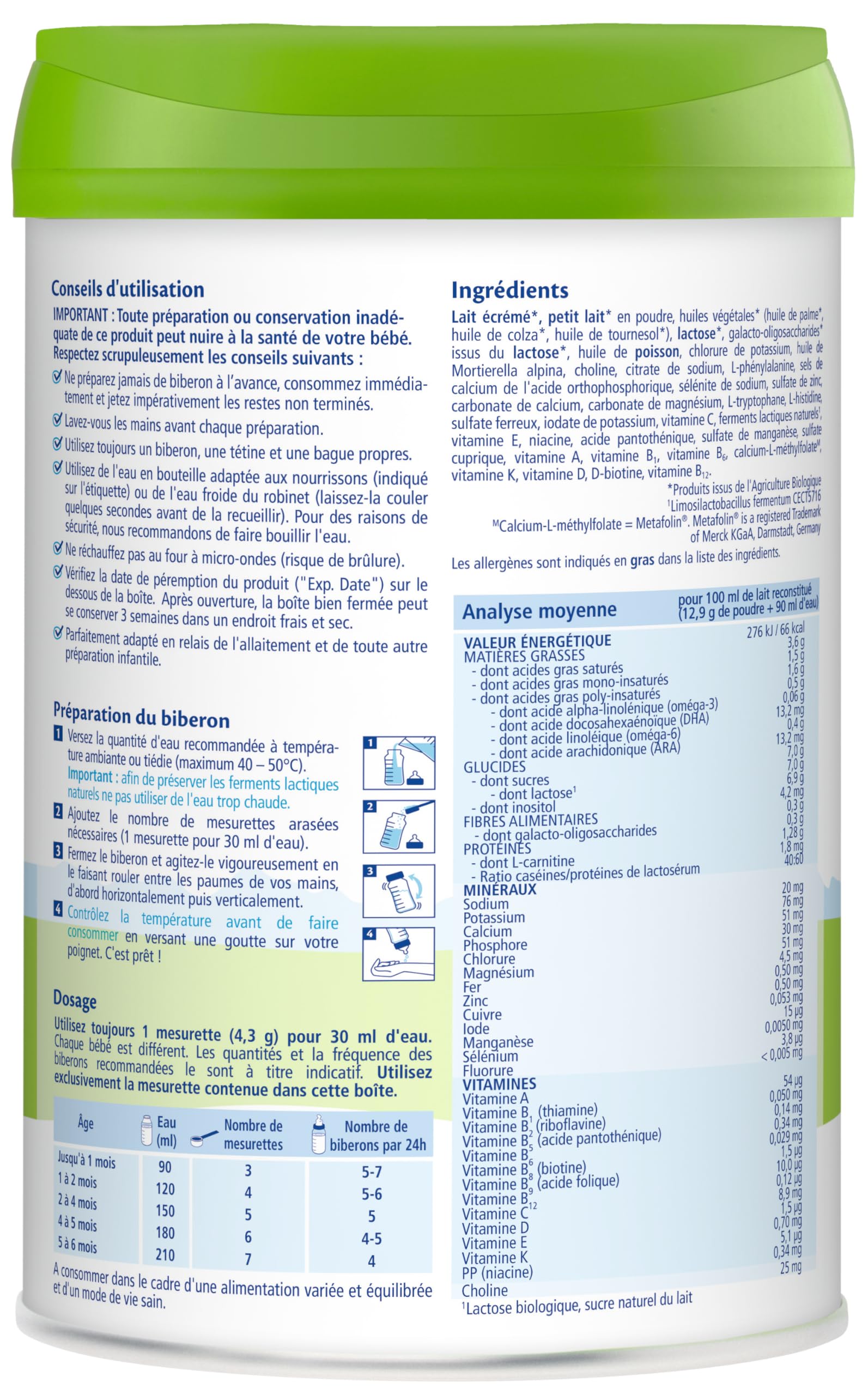 HiPP - Combiotic FLM - Lait 1 Pour Nourrissons - Boîte - 800g - BIOLOGIQUE - 3