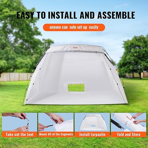 Miniatura 5 de VEVOR Cabina de pintura portátil, tienda de campaña de pintura en aerosol más grande con piso integrado y pantalla de malla y ganchos resistentes al