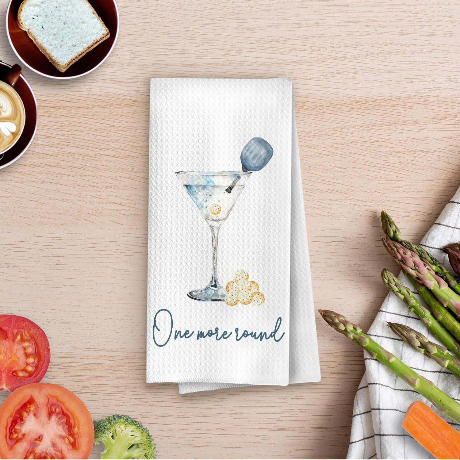 Pickle Ball Martini Kitchen Towels 16x24 Inch - Cocktail Gifts Decorative Waffle Dish Towels for Kitchen Bar Cart Decor, Pickle Ball Gifts Hand Towel, Tea Towel