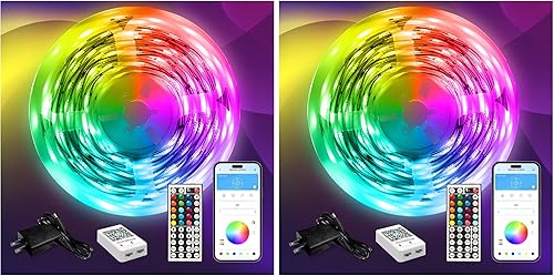 Miniatura 7 de DAYBETTER - Luces LED de 65.6 pies, tira de luces LED RGB 5050 flexibles que cambian de color, 2 rollos de luces LED de 32.8 pies para decoración