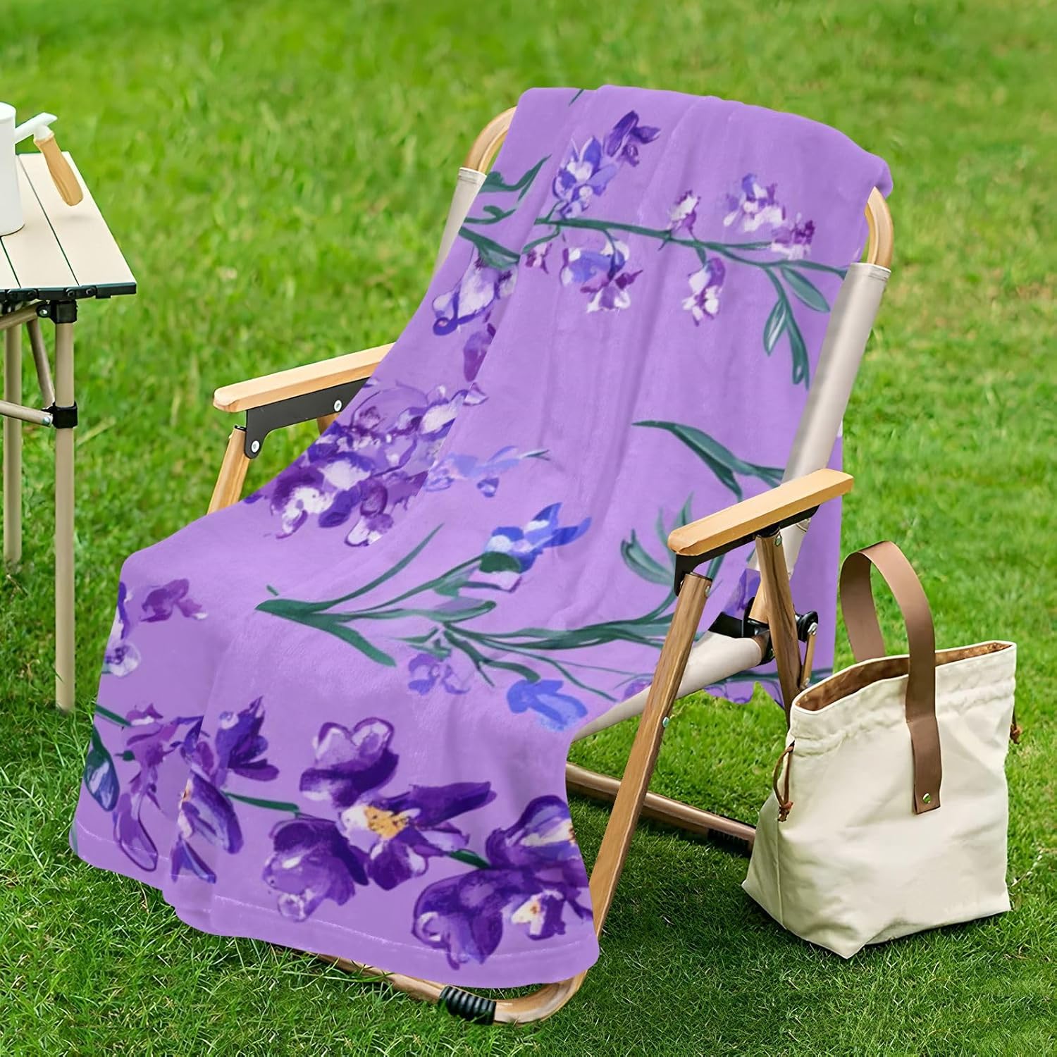 linqin Purple Gladiolus Flowers Throws for Couch Large Cozy Blanket Sofa Throws 50 x 70 Women's Blanket