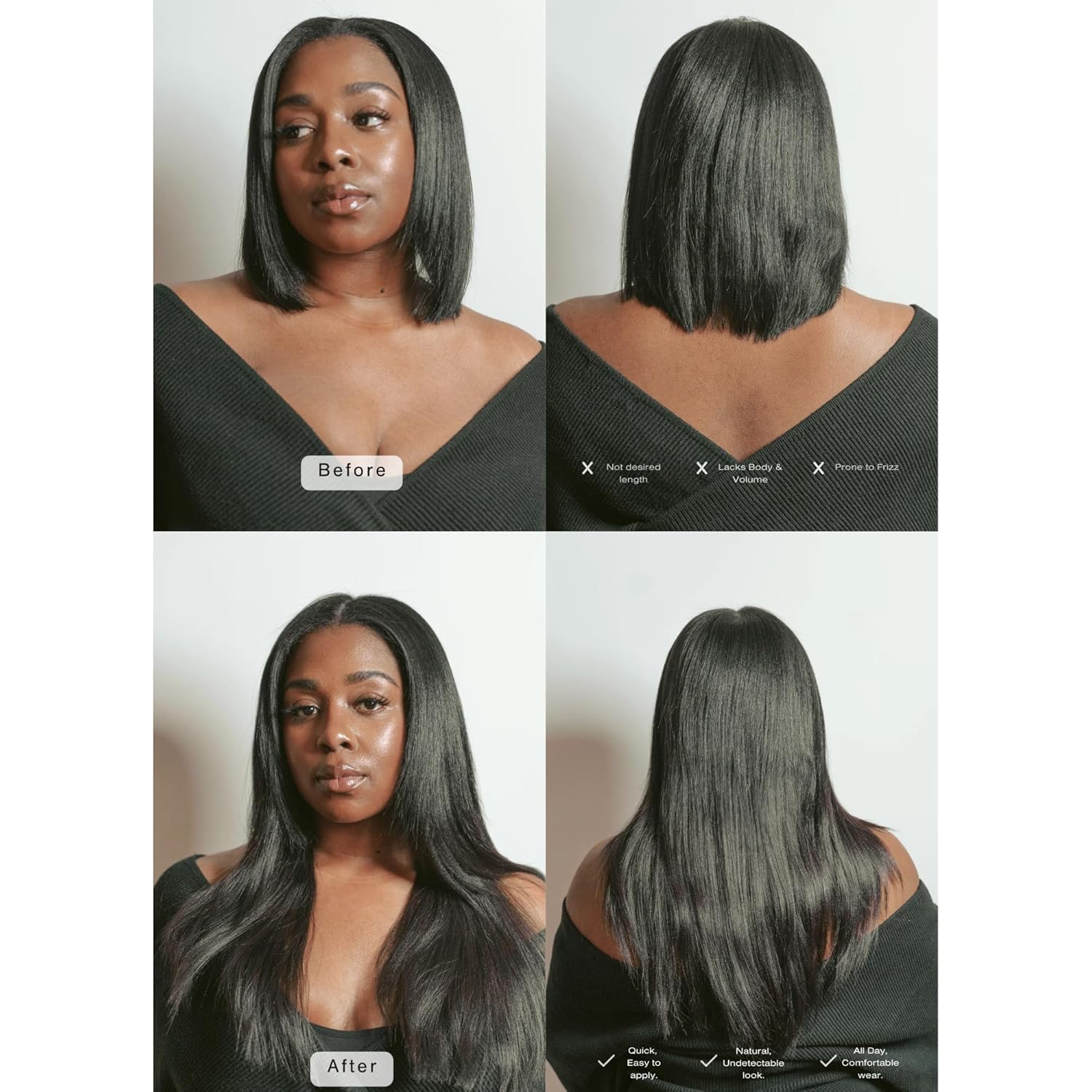 Yaki Straight Invisible Human Hair Clip in Extensions Full Max with 100% Real Soft Human Remy Human Hair Yaki Straight Clip Ins 7Pcs Per Set Natural Black (Invisible Yaki Straight, 16Inch)