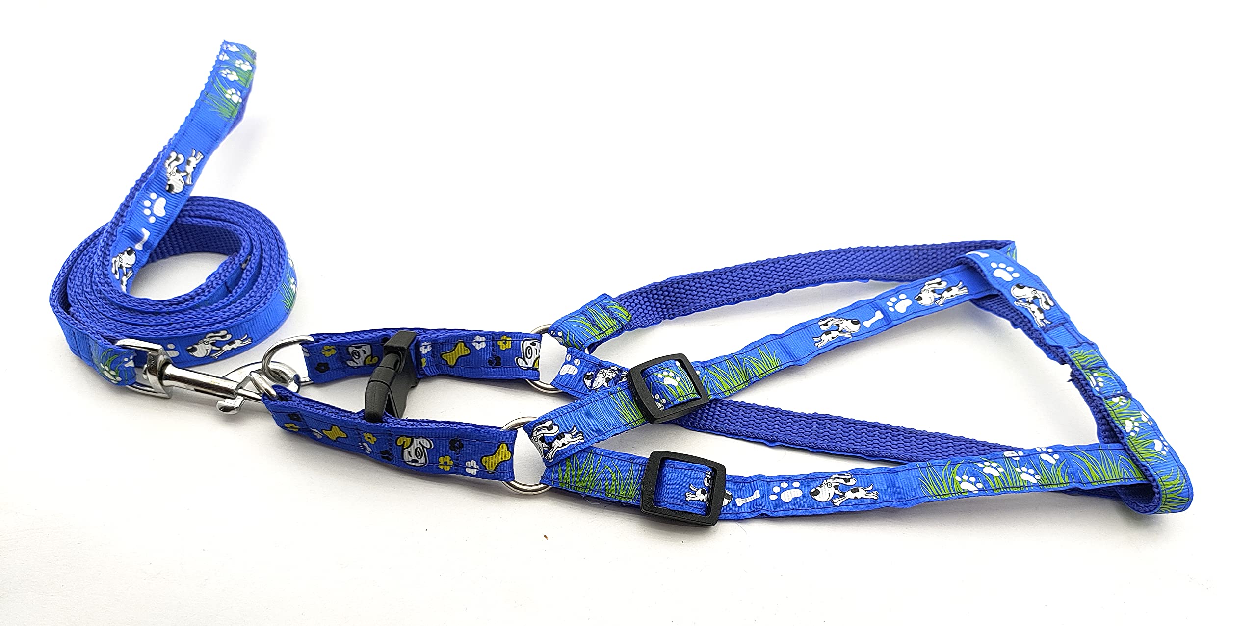 PSK PET MART Adjustable Leash with Harness Set Printed Nylon Puppy Harness for Small & Medium Dogs (Blue Color) (B0BXGM92KS) Amazon Price History, Amazon Price Tracker