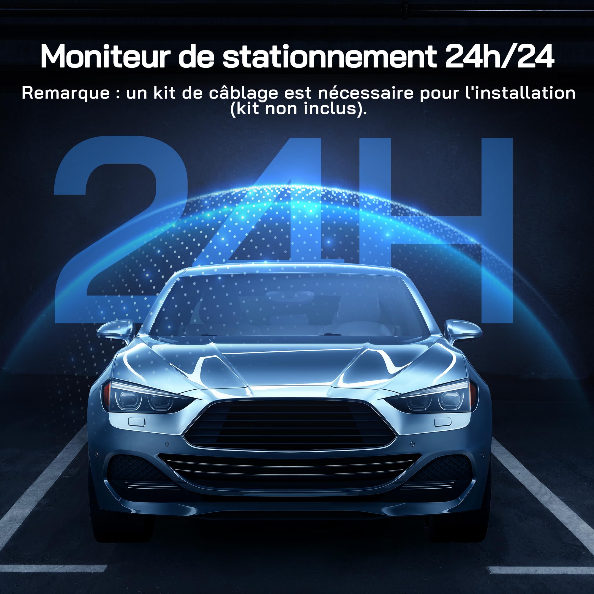 WOLFANG 2.5K Dashcam Voiture, Wi-FI Caméra Voiture, IPS 2" Grand Angle 170°, G-Capteur, Mode Stationnement 24H, Vision Nocturne, Enregistrement en Boucle