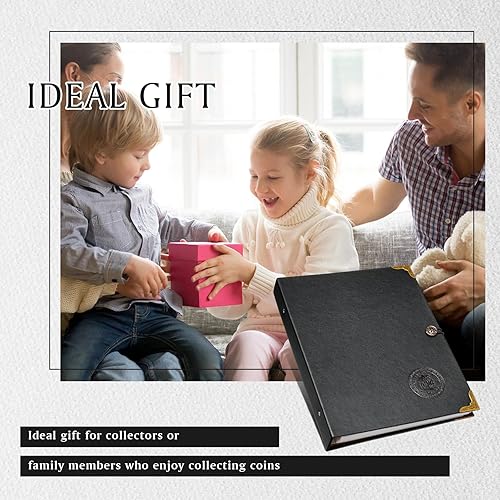 Miniatura 6 de Coin Collecting Holder Album with 150 Coin Pockets and 240 Paper Currency Pockets, PU Leather Coins Collection Holder Penny Currency Storage Book