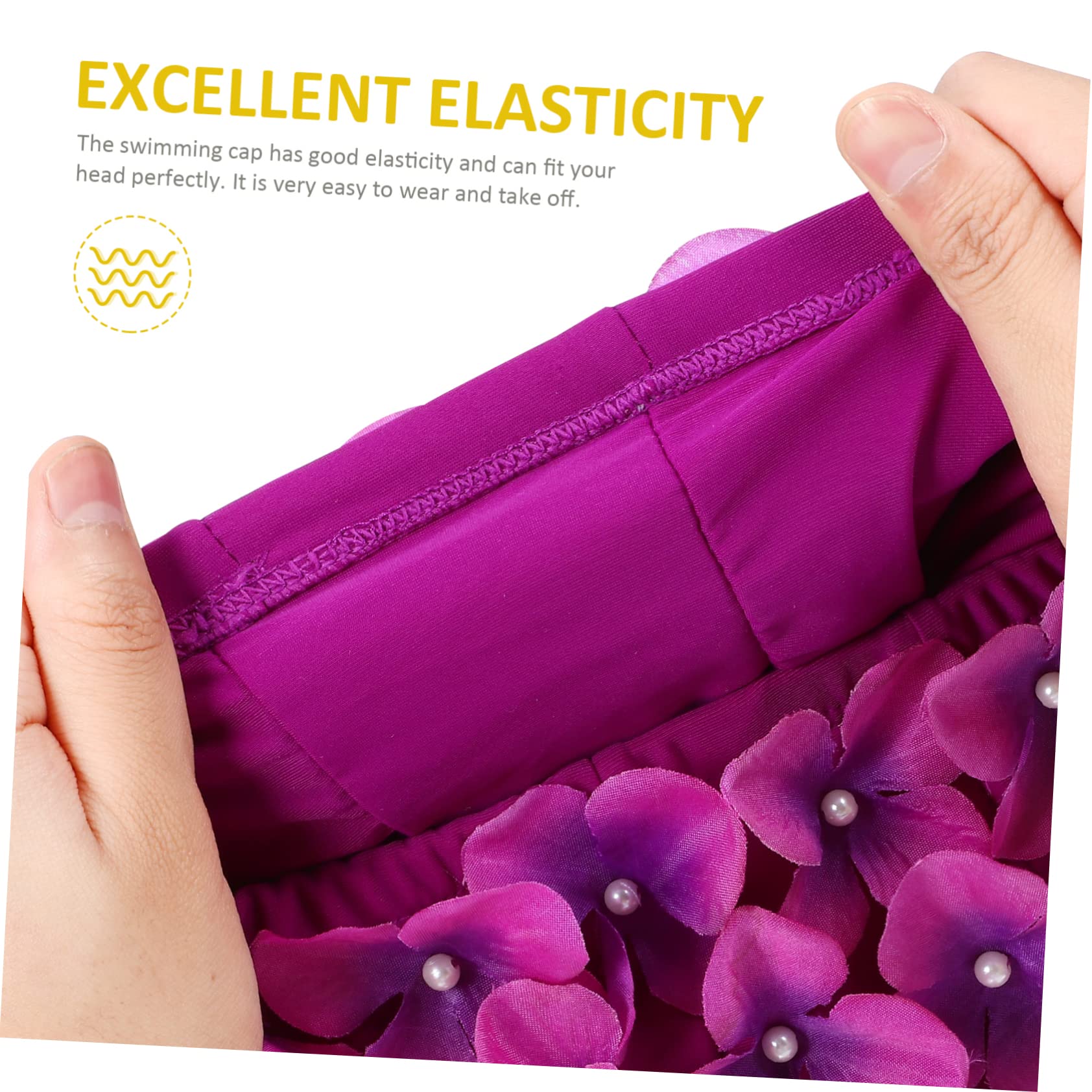 HEMOTON 2 Pezzi Cuffia da Nuoto Donna Floreale, Nylon Elasticizzato, Antiscivolo e Protettiva per Nuoto e Bagno