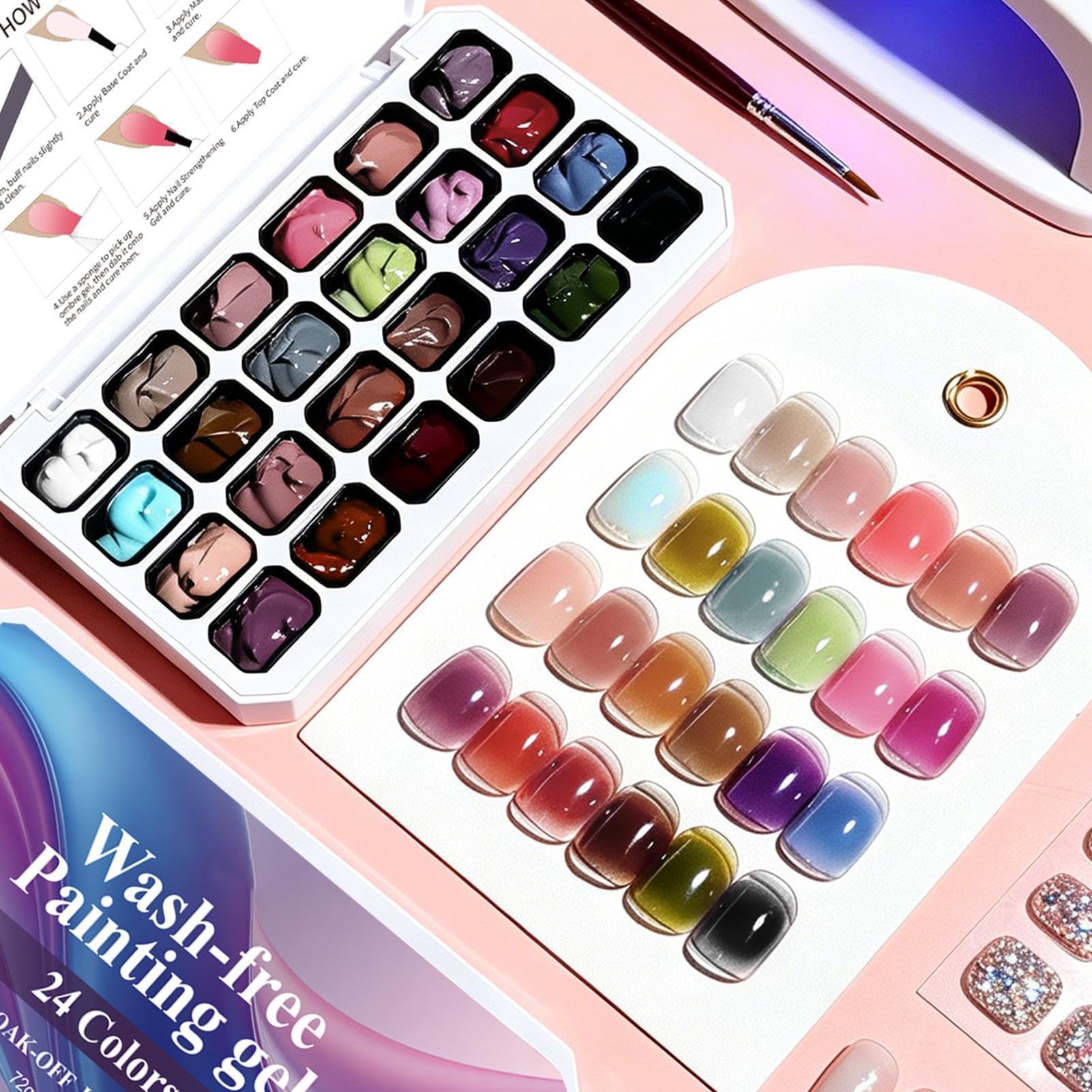 Gel Paint Manicure Francese 24 Colori | Smalto Gel per Unghie per Casa Salone Viaggi Party Estetica Principianti Donne Ragazze