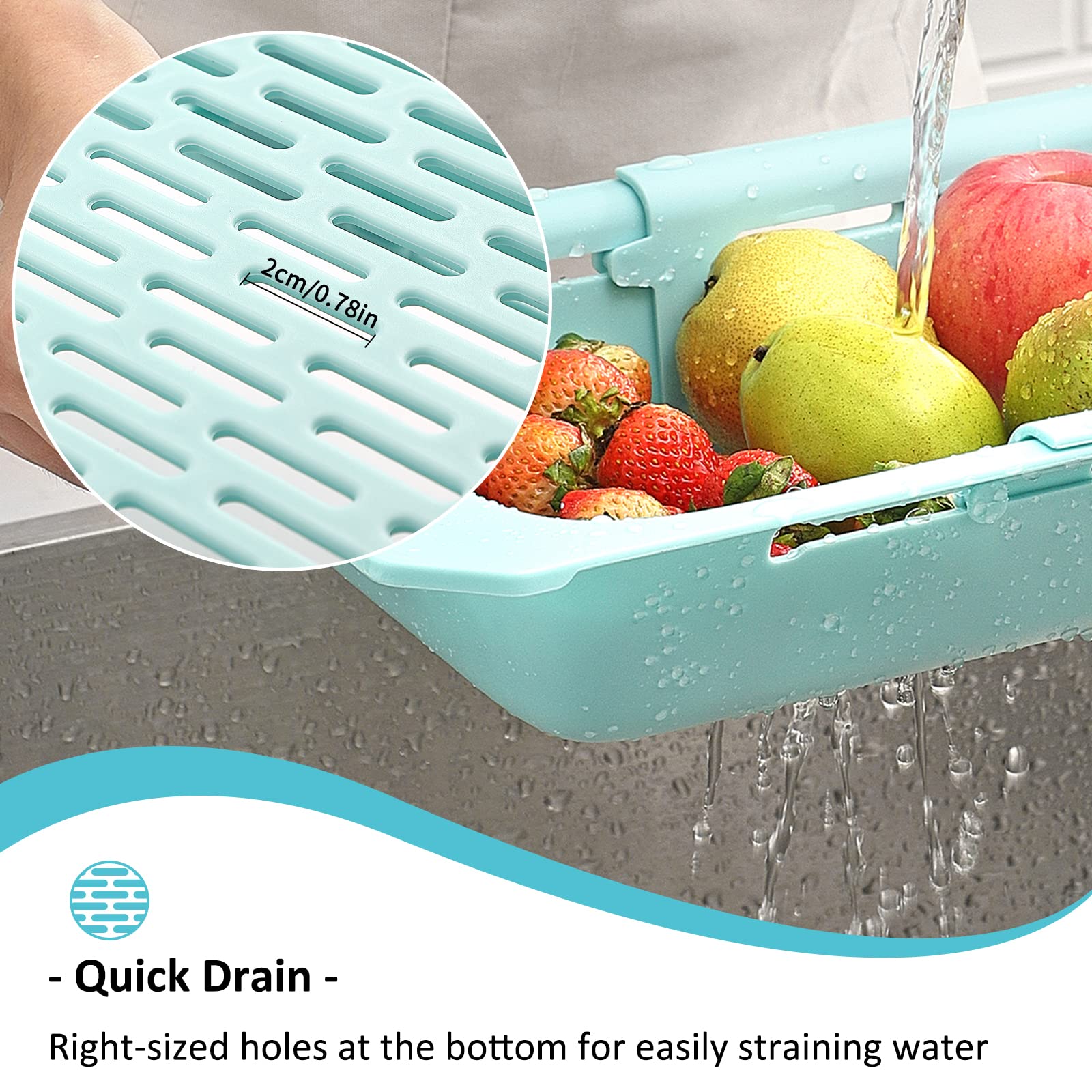 2 Pezzi Scolapasta Estendibile Per Lavello - Colino Per Frutta E Pasta (Grigio E Nero) - Foto 10