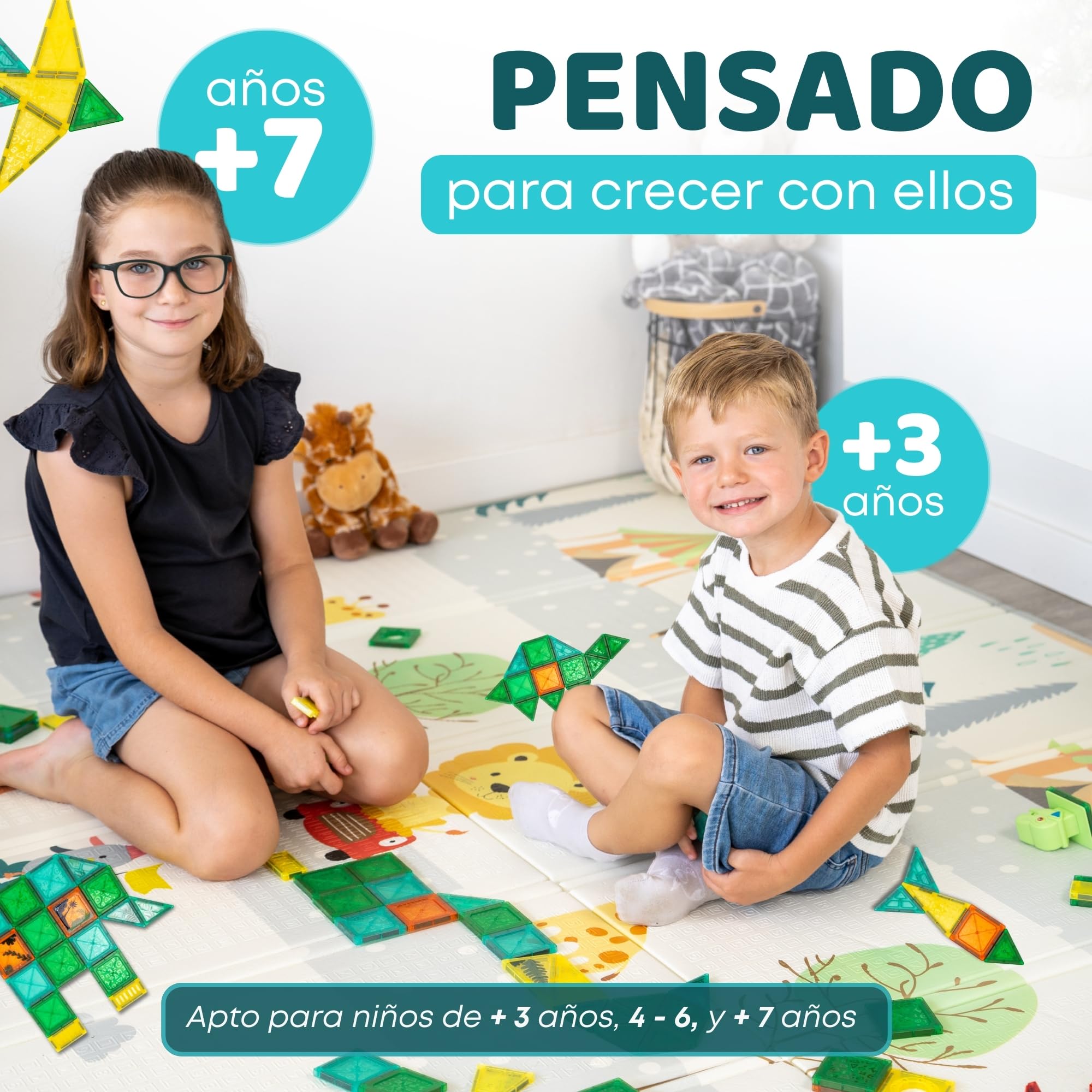100 Piezas Magneticas para Niños – Bloques Magnéticos de Construcción con Figuras de Dinosaurios y Tiranosaurio Rex – Juego Imanes Niños 3 a 8 Años, Estimula Creatividad sin Pantallas