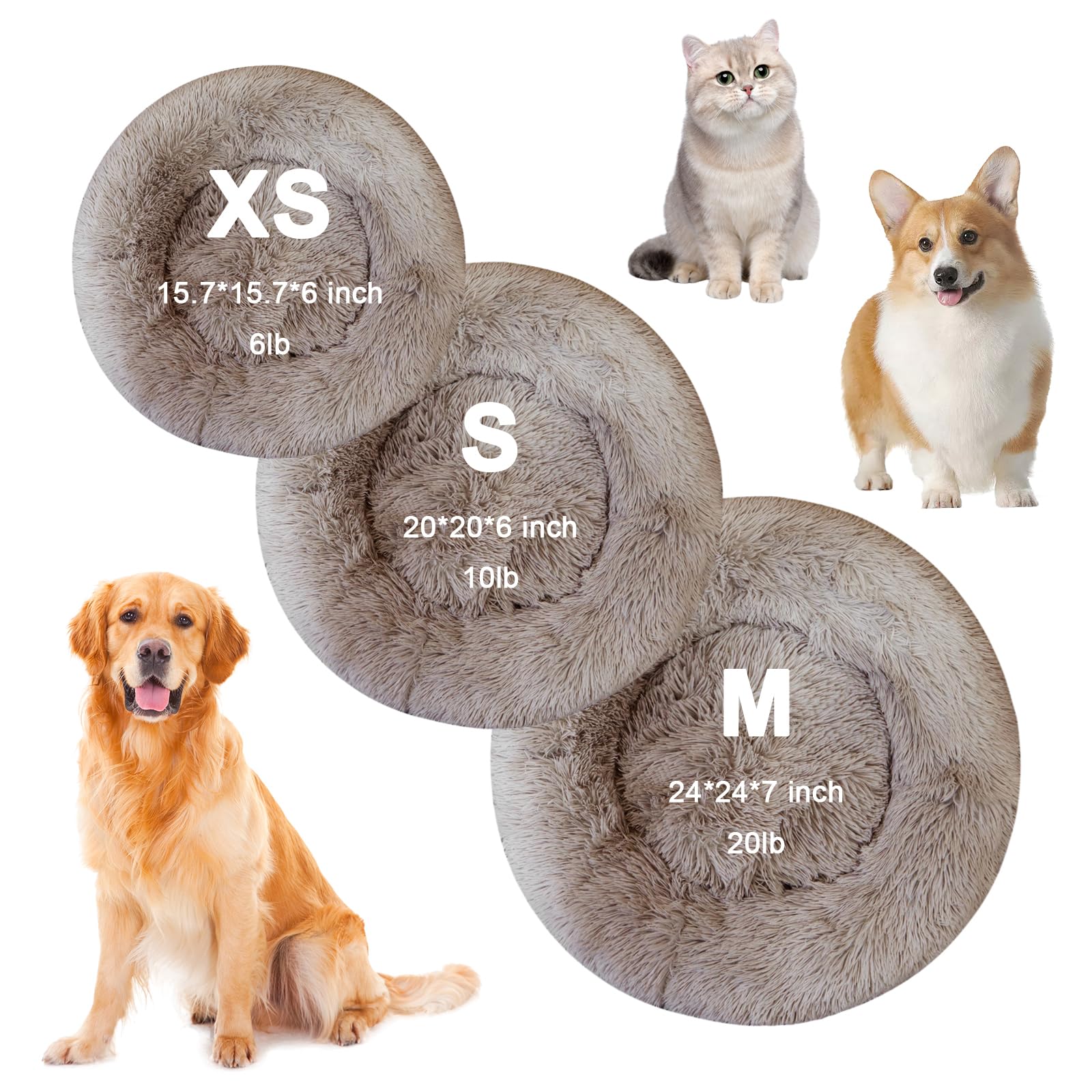 Nisrada Cuccia per gatti da interni, 50 cm, per cani di piccola taglia, lavabile, rotonda, per cuccioli e gattini, con fondo antiscivolo