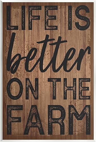Stupell Industries Life Better On Farm Rustic Sign Wood Wall Art, Design by Angela Nickeas