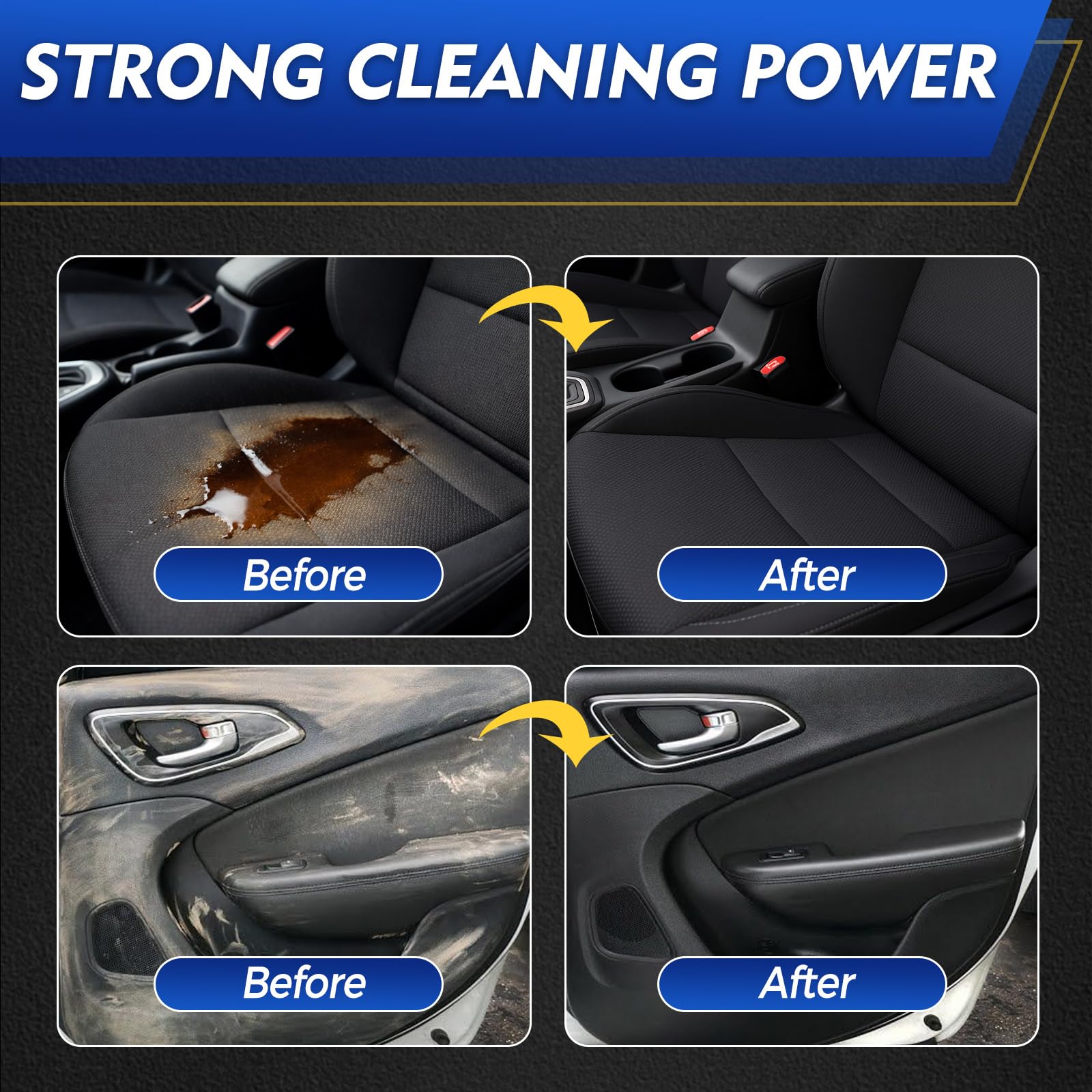 Pulizia Auto Interni da 500ml, Contenente Panno in Microfibra e Spugna, Pulizia Interni Auto per Pelle, Plastica, Tessuti, Sedili, Cruscotto e Altre Superfici Interne, Manutenzione di Lunga Durata - 4