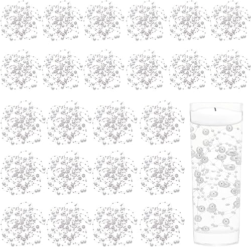 Tondiamo Guirnalda de perlas artificiales para velas flotantes, cuentas de perlas de imitación, guirnalda de decoración para jarrones, centro de