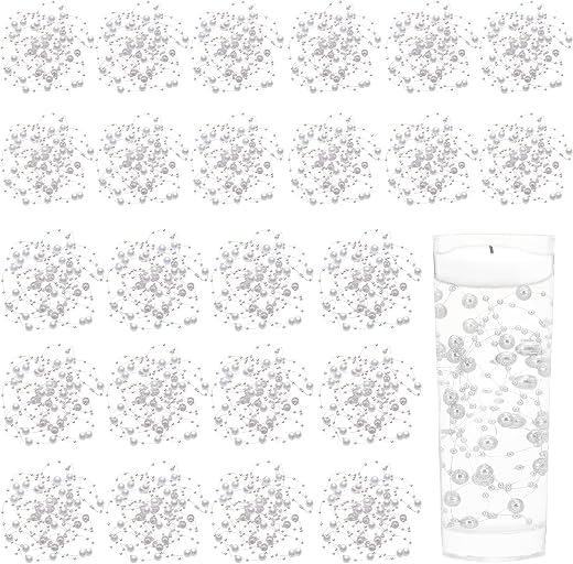 Tondiamo 24 Pcs Artificial Pearl String for Floating Candle Faux Pearls Beads String Garland Centerpiece Decoration for Vases Filler Wedding Spring Holiday Party Decor(White)