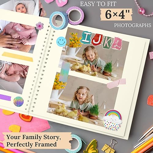 Vista 189 de Álbum de recortes de 8 x 8 pulgadas, álbum de recortes de papel kraft de tapa dura, álbumes de fotos, 40 páginas, perfecto para fotos de 4 x 6 / 5 x