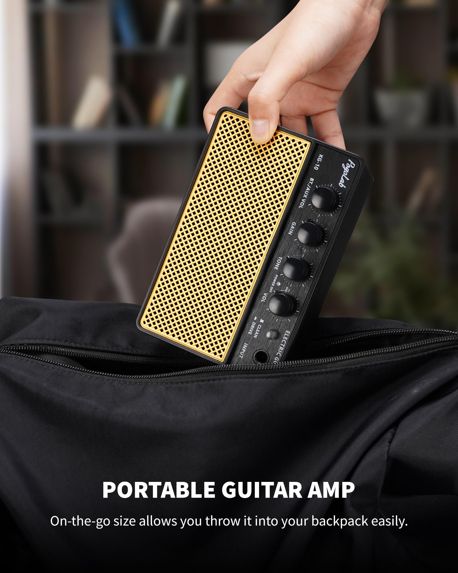 POGOLAB Mini Amplificatore Chitarra 5W, Amplificatore Chitarra Elettrica Portatile Bluetooth con 2 Canali, Amplificatore per Basso Ricaricabile per Esercizi, Mini Amplificatore Esercizi