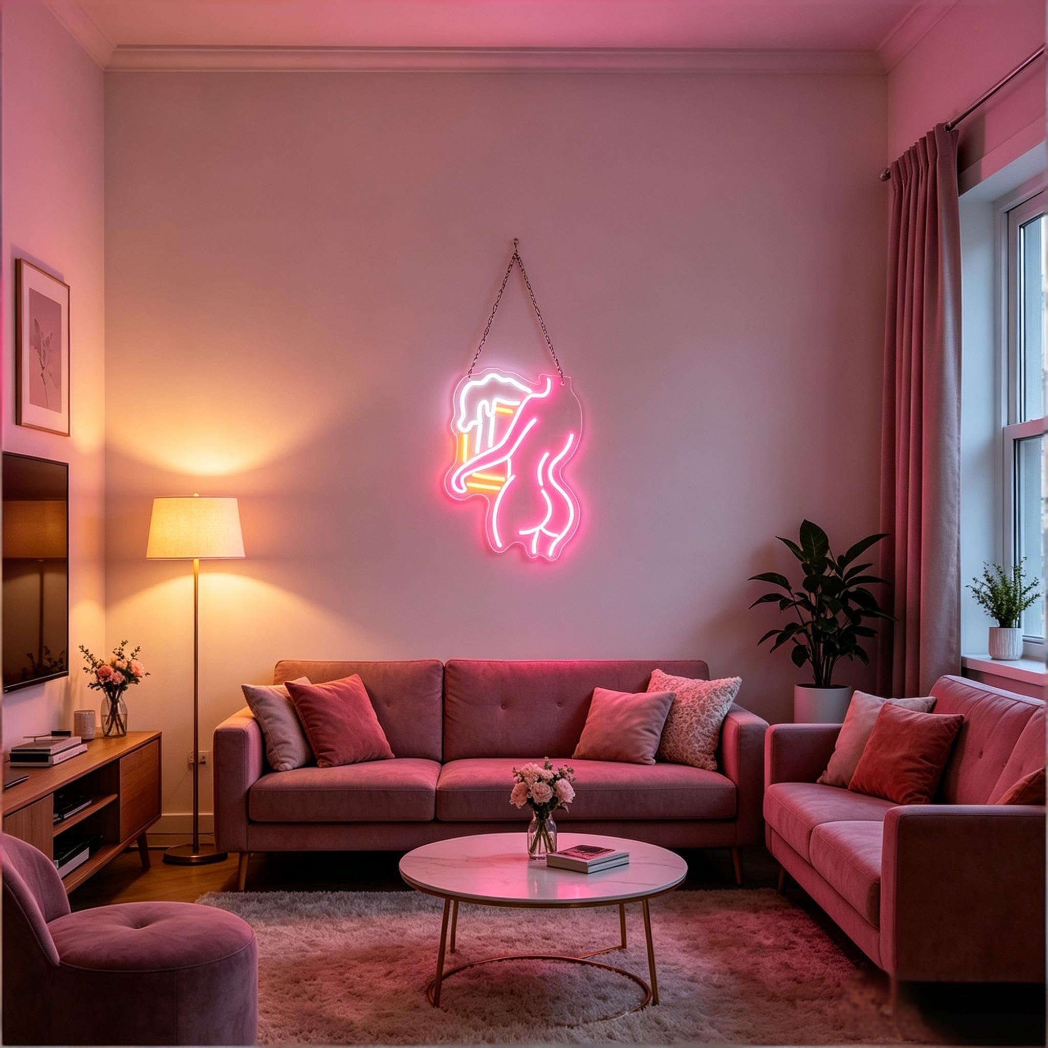 Lady Back Neon Schild, Rosa Sexy Lady dimmbare LED Wandleuchte mit USB-Betrieb, Bier Geschenke für Männer, Bar Zubehör Deko für Wand, Schlafzimmer, Männerhöhle, Cafe, Party