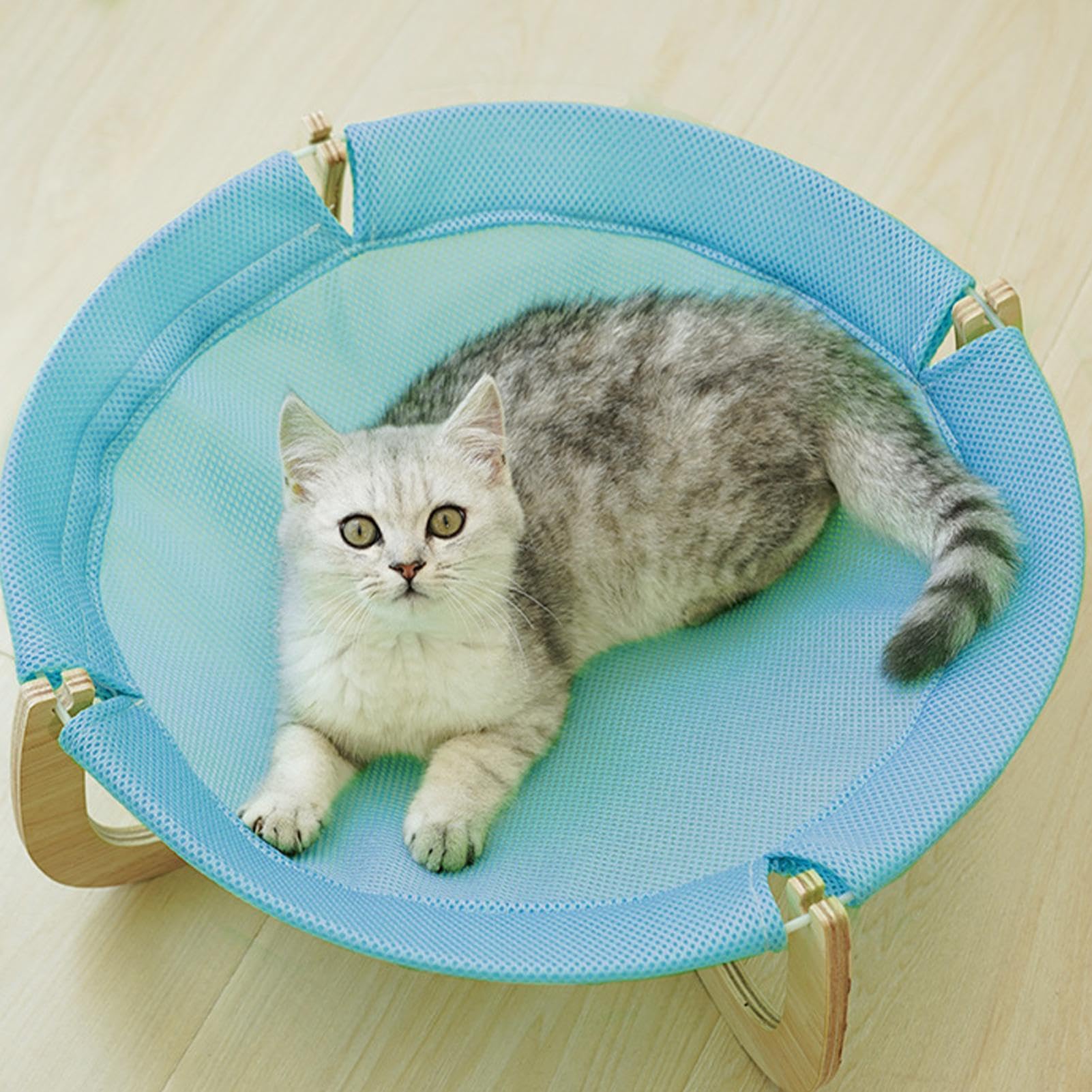 Amaca per animali domestici rialzata in rete traspirante, base in legno stabile, comoda amaca per animali domestici, base per animali domestici, per interni ed esterni | Forniture per animali domestici, base stabile in legno, cesto per per gatti