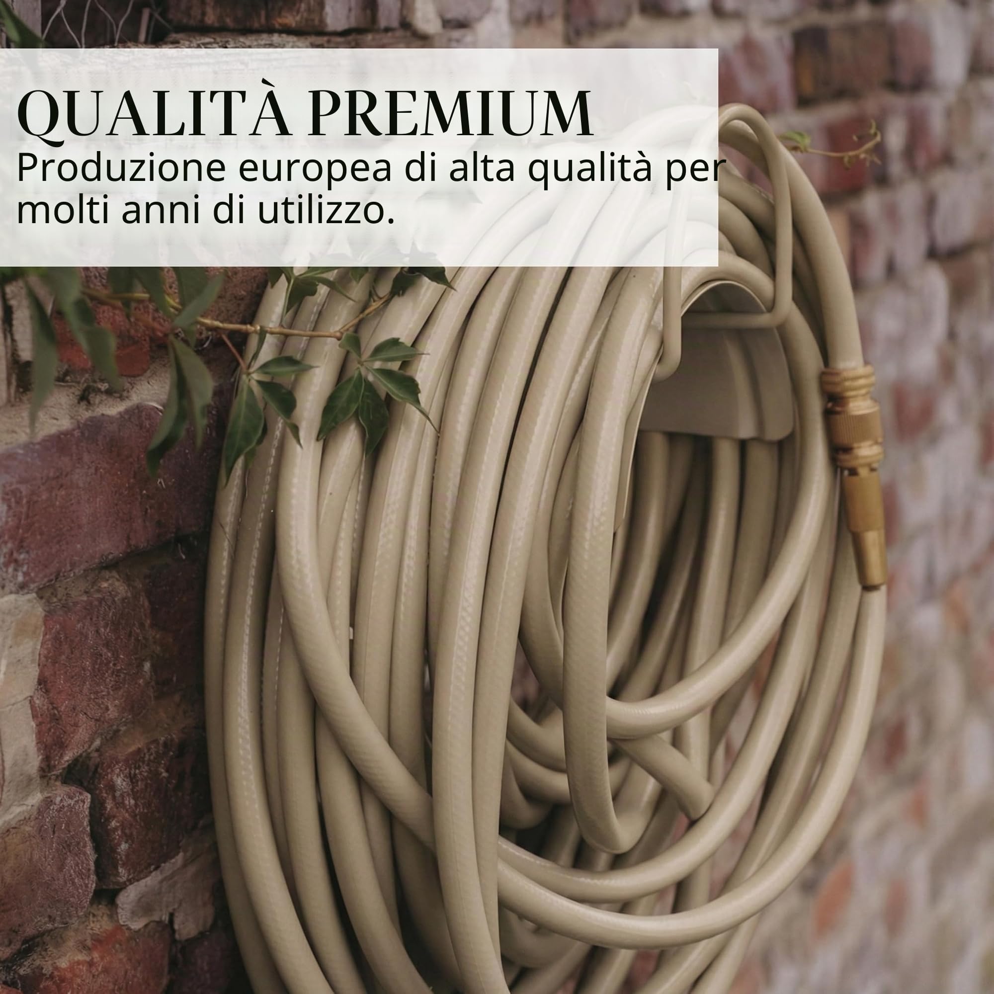 LIVLIG Tubo da Giardino 10m Design – Tubo Irrigazione Flessibile, 60% Riciclato, Resistente UV, Anti-Torsione, 1/2 Pollice, Beige
