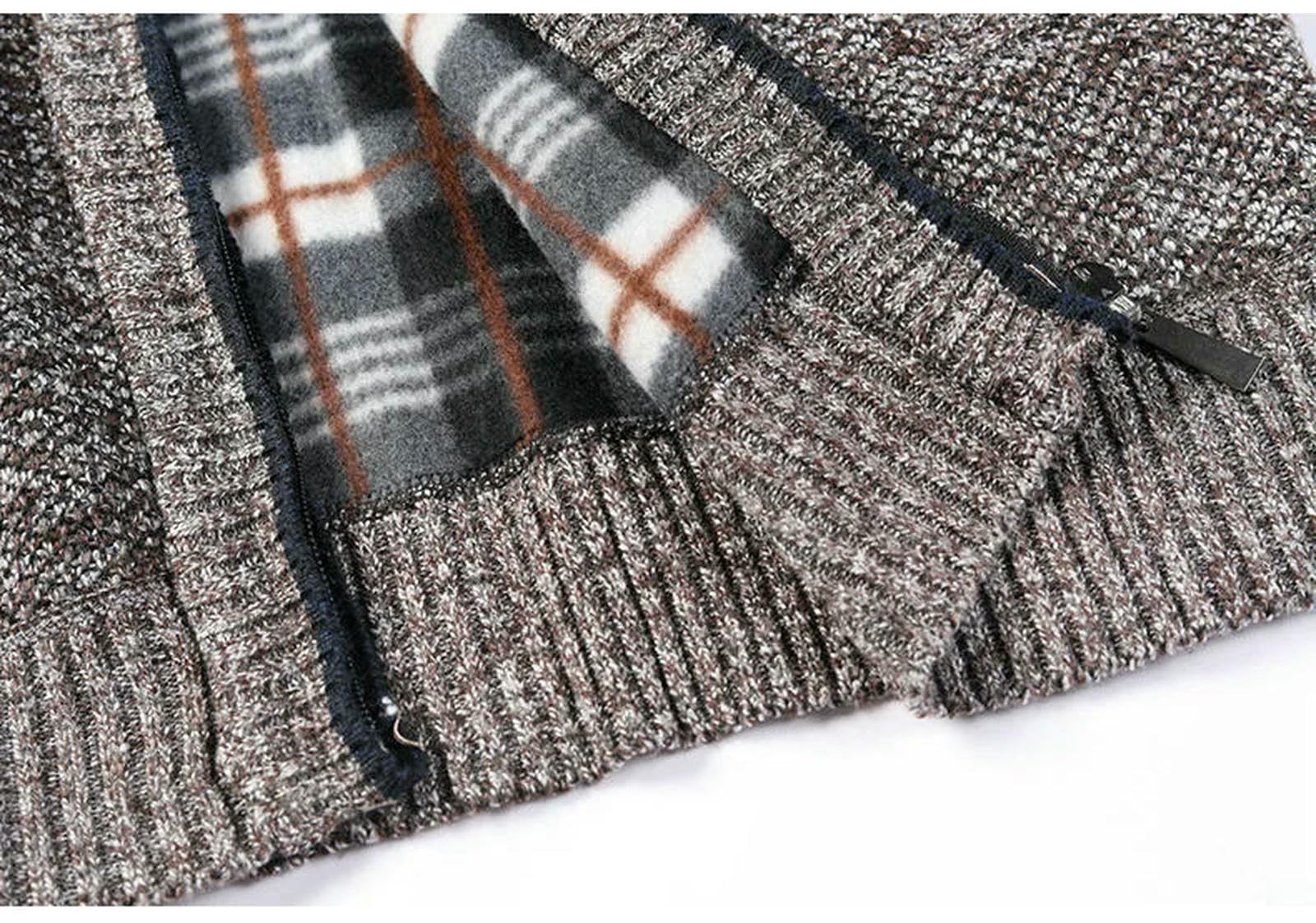Męski sweter ciepły jesienny zimowy sweter z dzianiny Kurtki z zamkiem na całej długości płaszcz z dzianiny Slim Fit Jersey-kardigan01 beżowy azjatycki rozmiar M