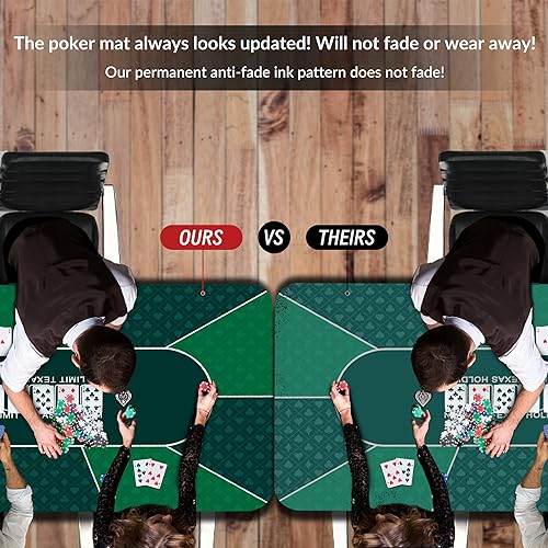 Miniatura 6 de nuveti Alfombrilla plegable de mesa de Texas Poker de 63 x 31 pulgadas, portátil, antideslizante, con soportes para tazas y bolsa de transporte