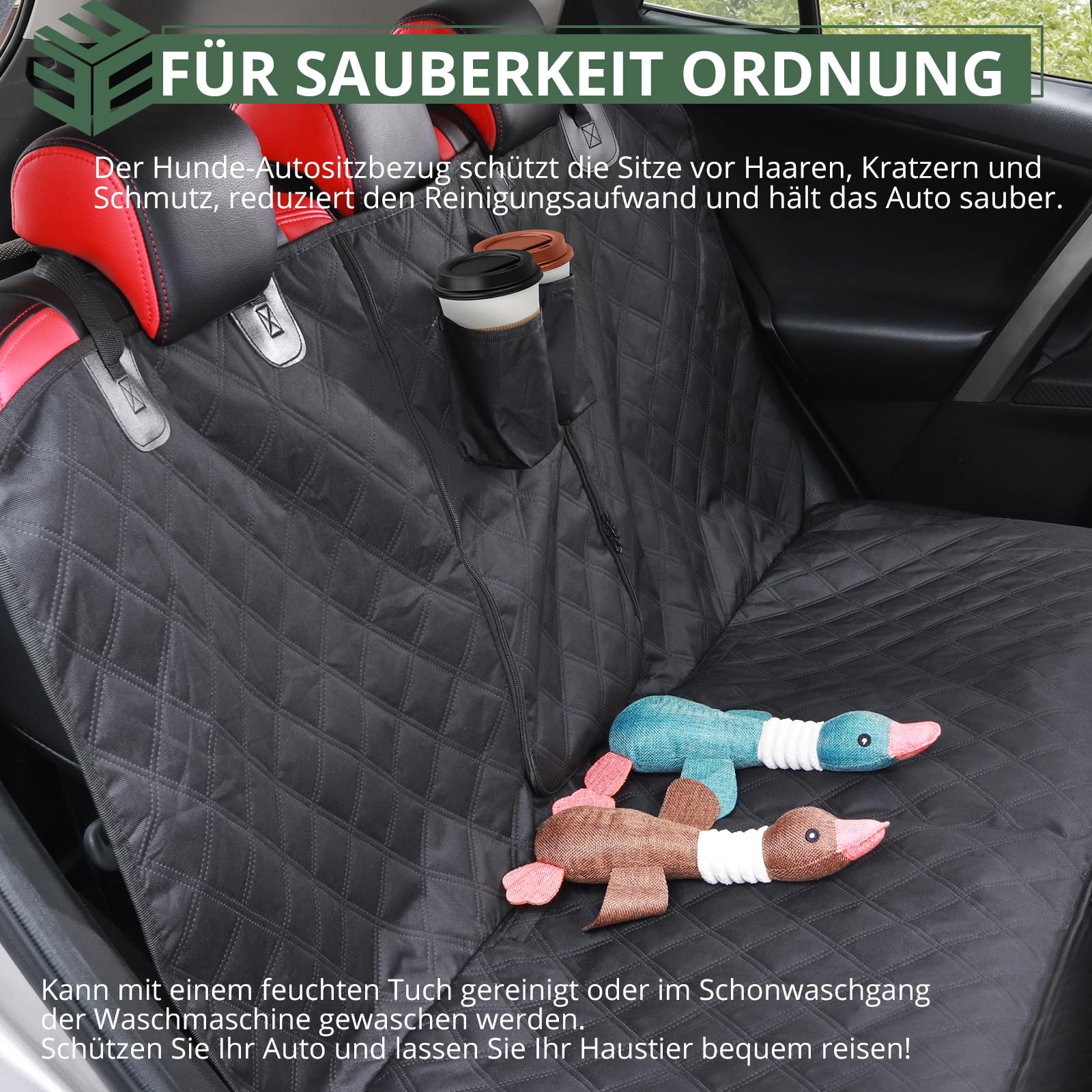 EYPINS Hundedecke Auto Rückbank Kratzfeste, wasserdichte Autoschondecke Hund Rücksitz, rutschfeste, waschbare Hundeschutz Rückbank mit Hundegurt, Innenschutz für Auto LKW SUV| 137x125cm| Universal