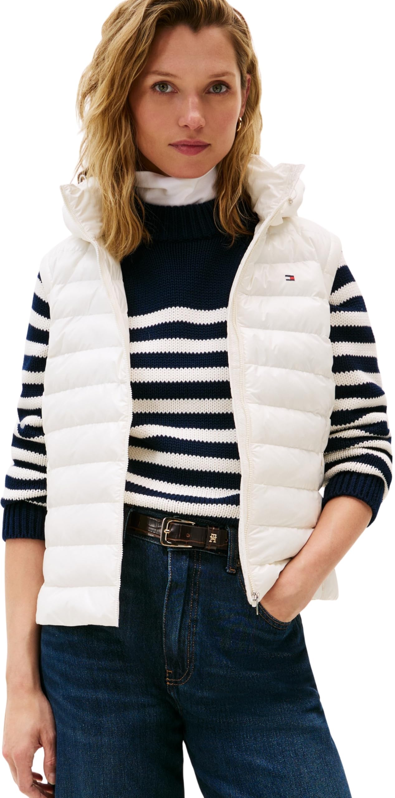 Tommy Hilfiger Damen Weste Padded Slim mit Kapuze