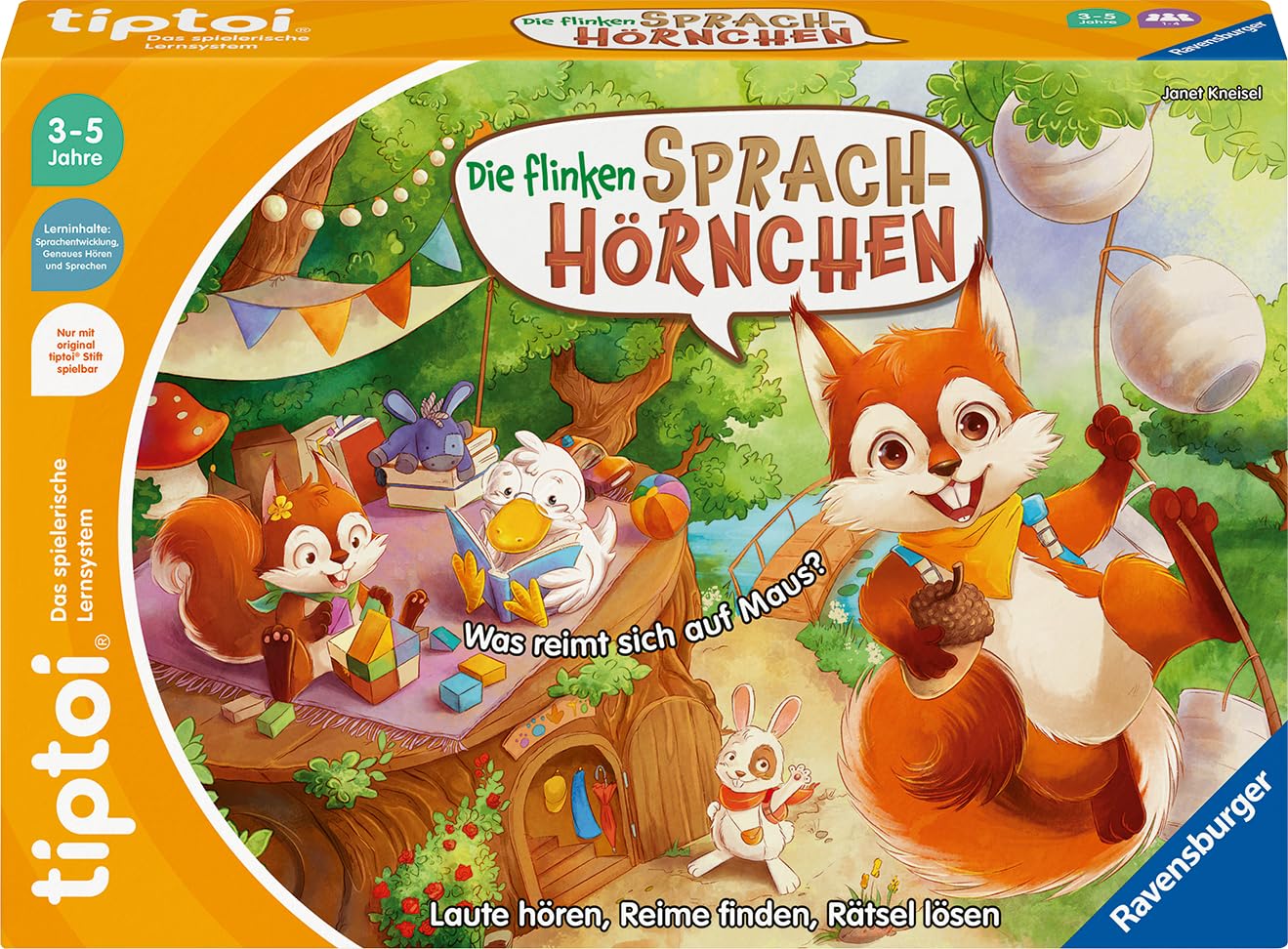 Ravensburger tiptoi Spiel 00203 - Die flinken Sprach-Hörnchen - Lernspiel ab 3 Jahren, für 1-4 Spieler