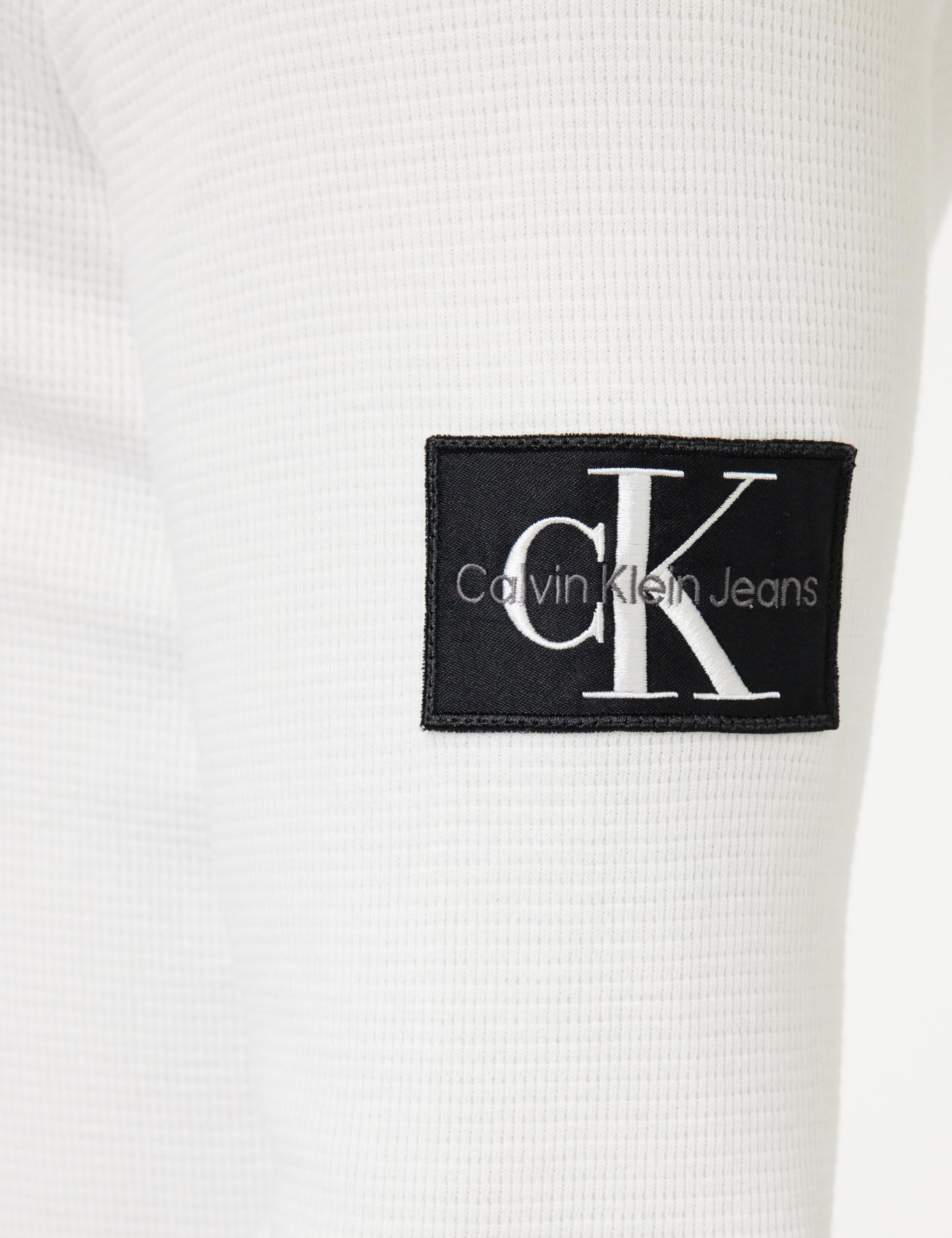 Calvin Klein Badge Waffle Ls Tee J30J323485, Top in Maglia a Maniche Lunghe, Uomo, Bianco (Bright White), M