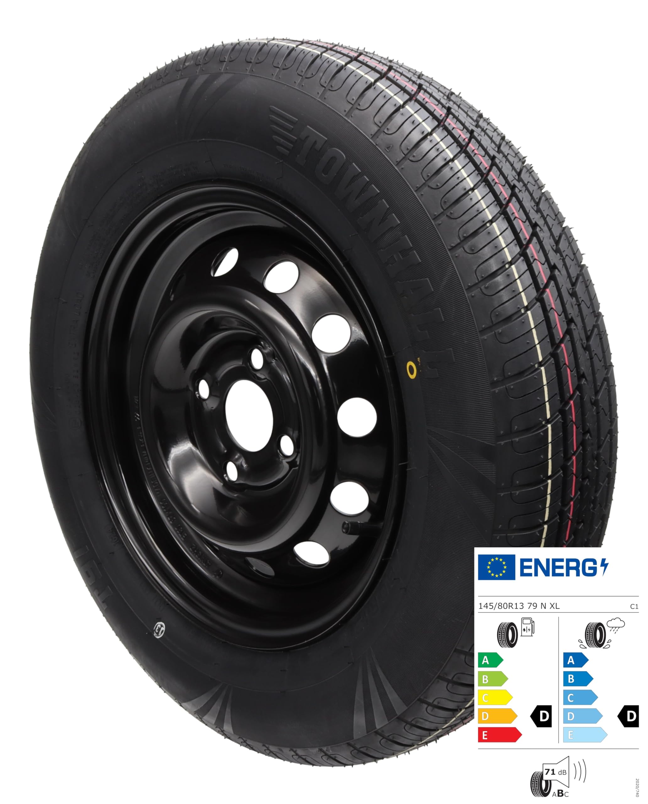Ruota completa 155/80R13 84N 100 x 4 cerchione rimorchio auto 4Jx13 pneumatico 4 fori nero 155 80 R 13