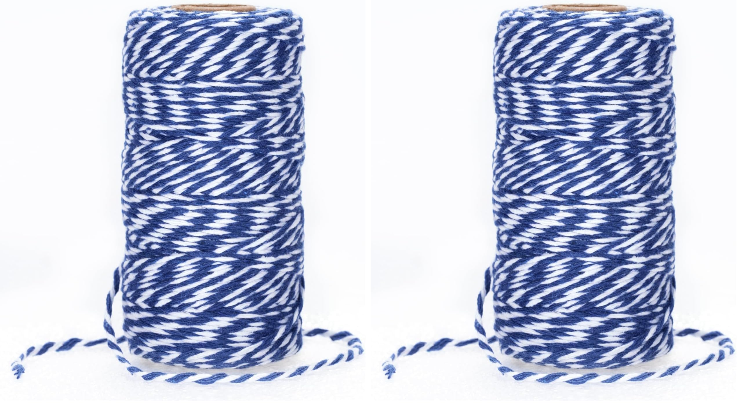 jijAcraft Blue and White Twine String, 328 Feet Christmas Bakers Twine String, 2MM Heavy Duty Packing String for DIY Crafts, Christmas Decoration, Gift Wrapping, Craft Wrapping (Pack of 2)