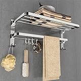U-S-F BATH ACCESSORIES 24-Inch 304 Grade Stainless Steel Dual Folding Towel Rack/Towel Hanger/Towel Holder Stand/Towel Bar for Bathroom – Heavy-Duty & Durable Chrome Finish 1