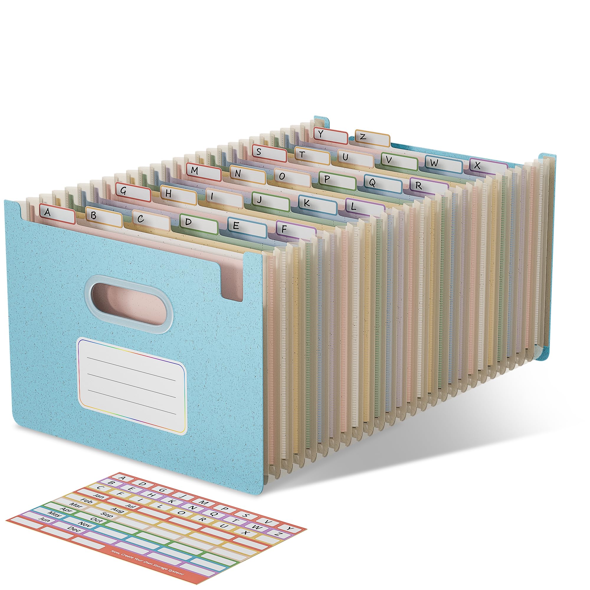 EcoStash Accordion File Organiser, 26 Pockets A4 Wheat Straw Expanding File Folders, Monthly Filling Document Organiser