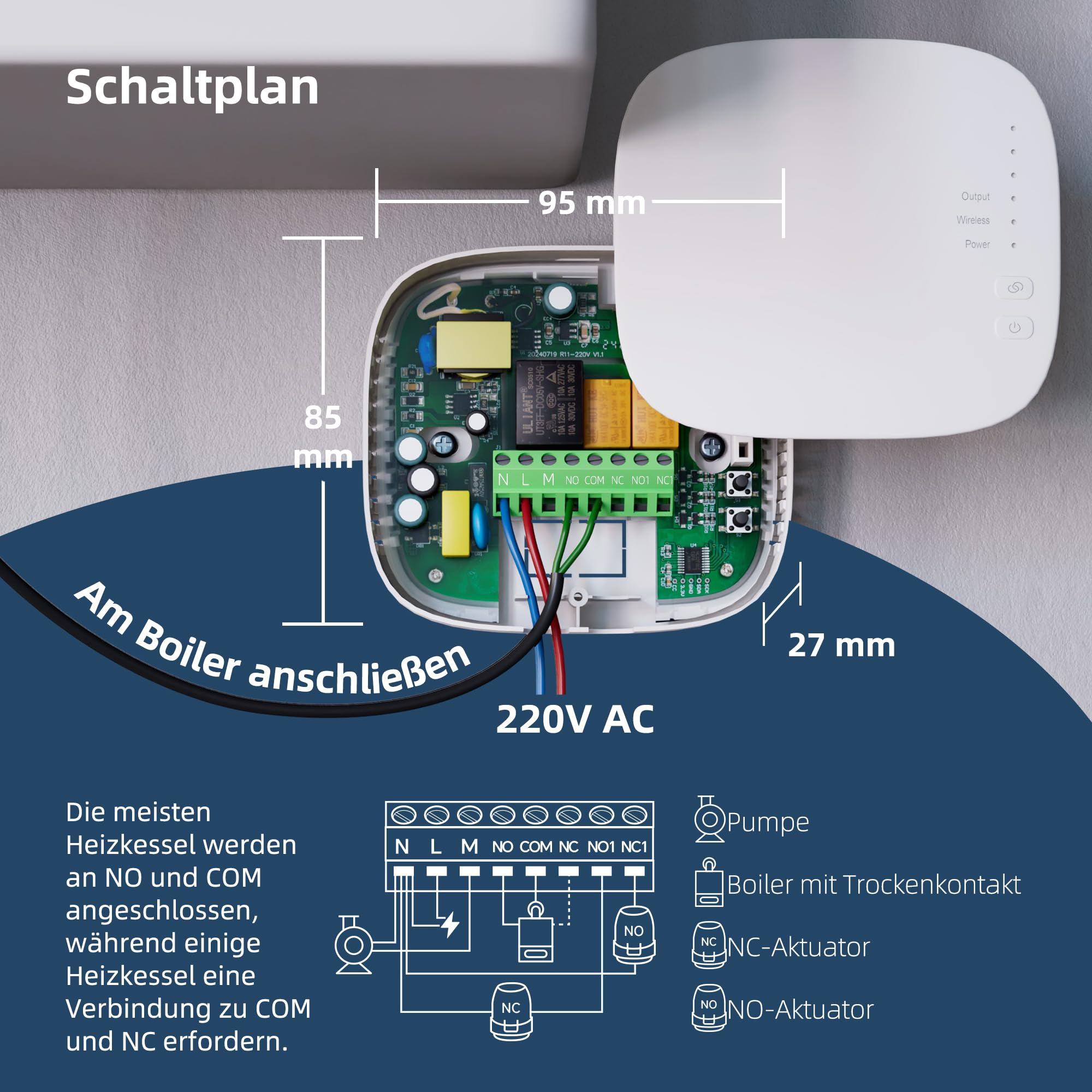 Beok Thermostat Fussbodenheizung WiFi Für Wasser Fußbodenheizung und Gaskessel, Tuya Smart Raumthermostat Heizung Thermostate Kompatibel mit Alexa Google Assistant, Batteriebetrieben,BOT-R3X-WIFI