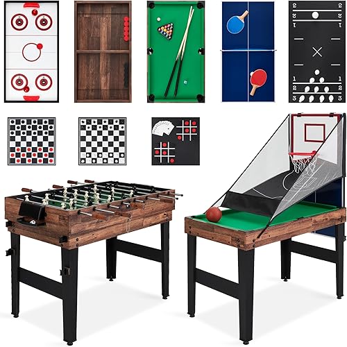 Best Choice Products Juego de mesa de juego 13 en 1 para el hogar, sala de juegos, amigos y familia con ping pong, futbolín, baloncesto, hockey